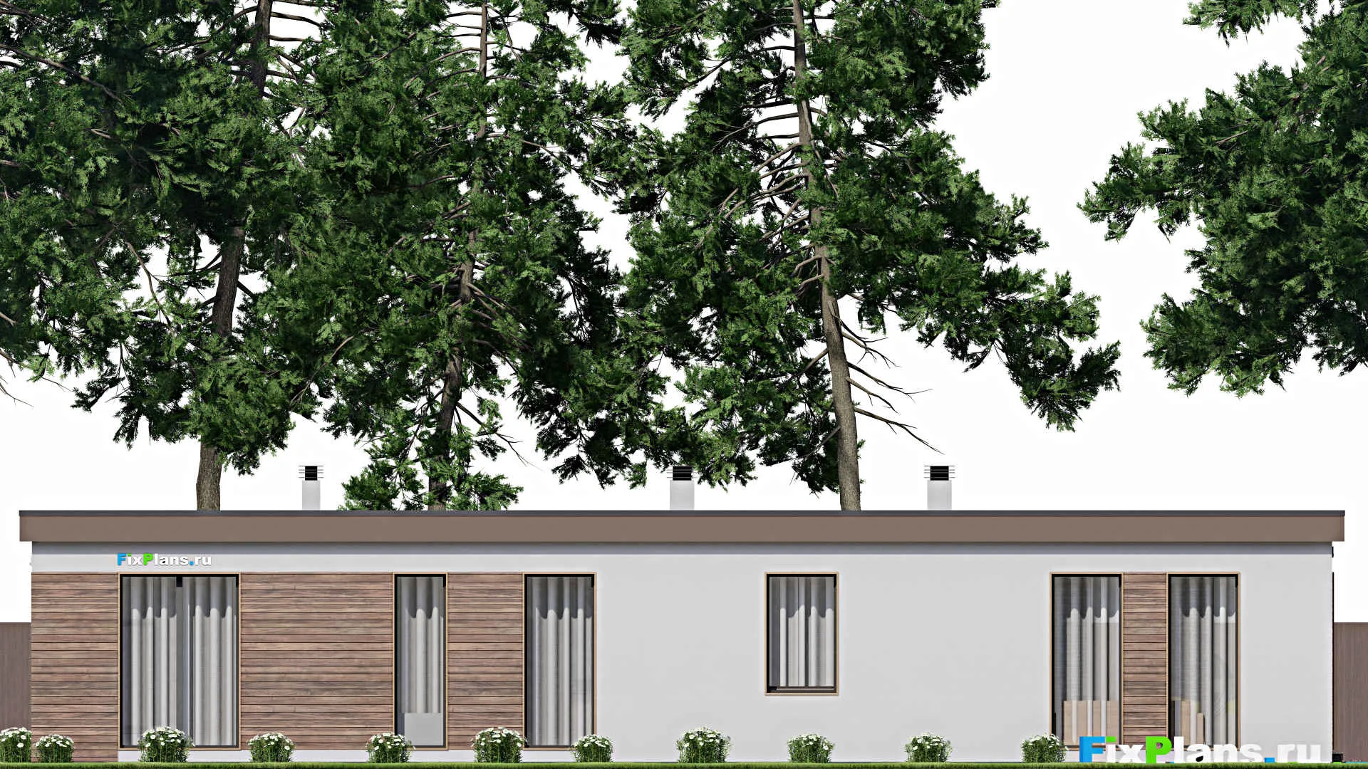 F-8864 - План одноэтажного дома 10 на 22, площадью 180 м² с террасой и 3 спальнями