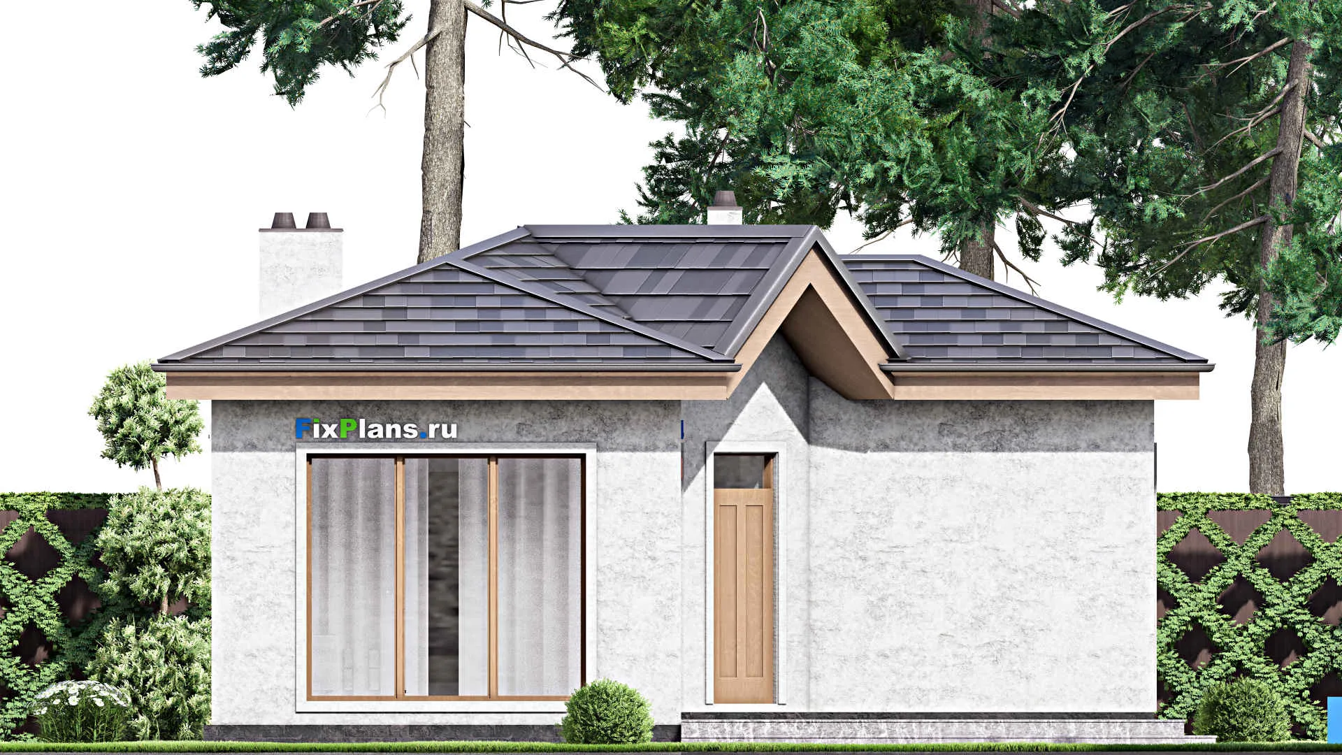 F-15452 - Проект бани 9 на 9, площадью 60 м² с комнатой отдыха, терассой и санузлом