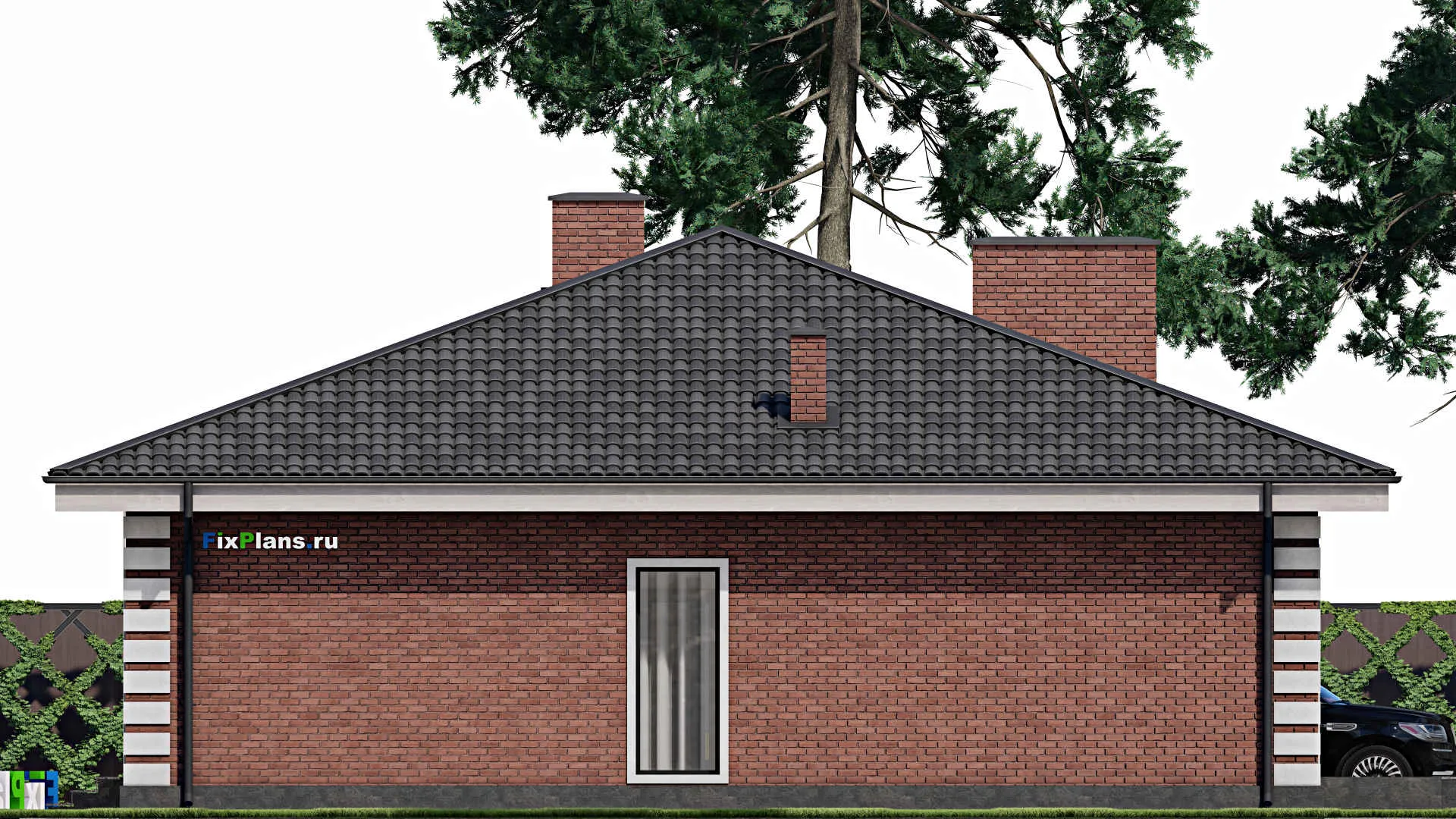 F-1223 - Проект одноэтажного дома 14 на 18, площадью 200 м² с баней и 4 спальнями