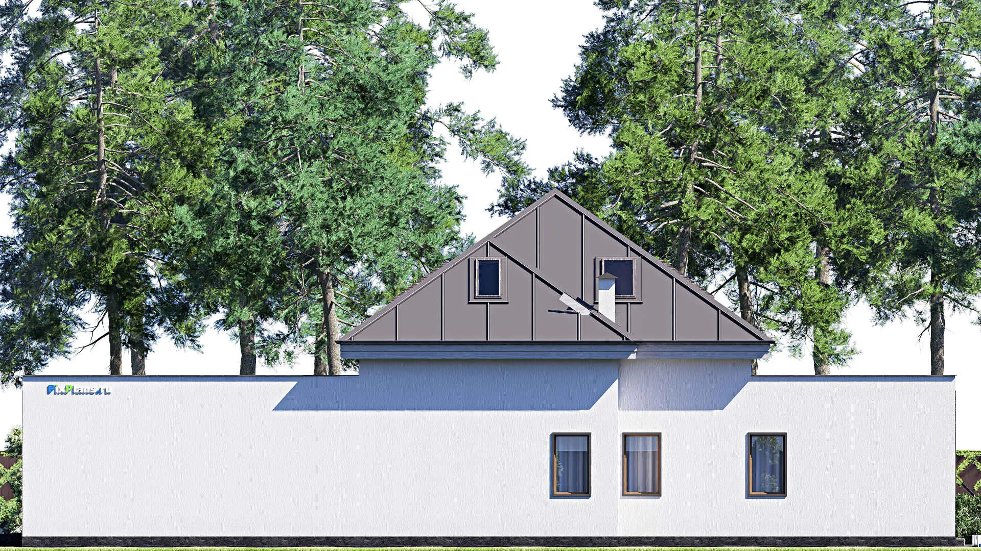 F-18008 - Проект дома с мансардой 15 на 23, площадью 330 м² с террасой, гаражом на 2 машины и 4 спальнями