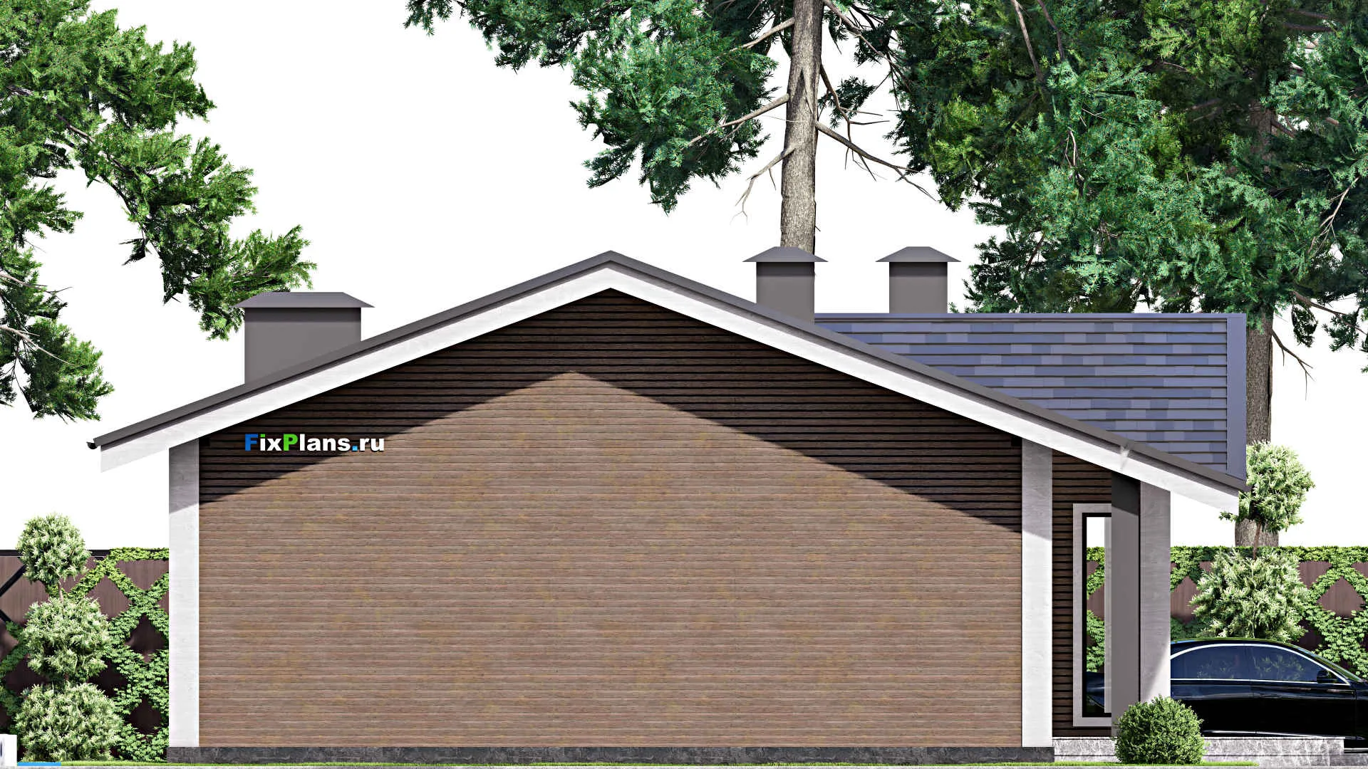 F-14372 - Проект одноэтажного дома 13 на 21, площадью 200 м² с террасой и 3 спальнями