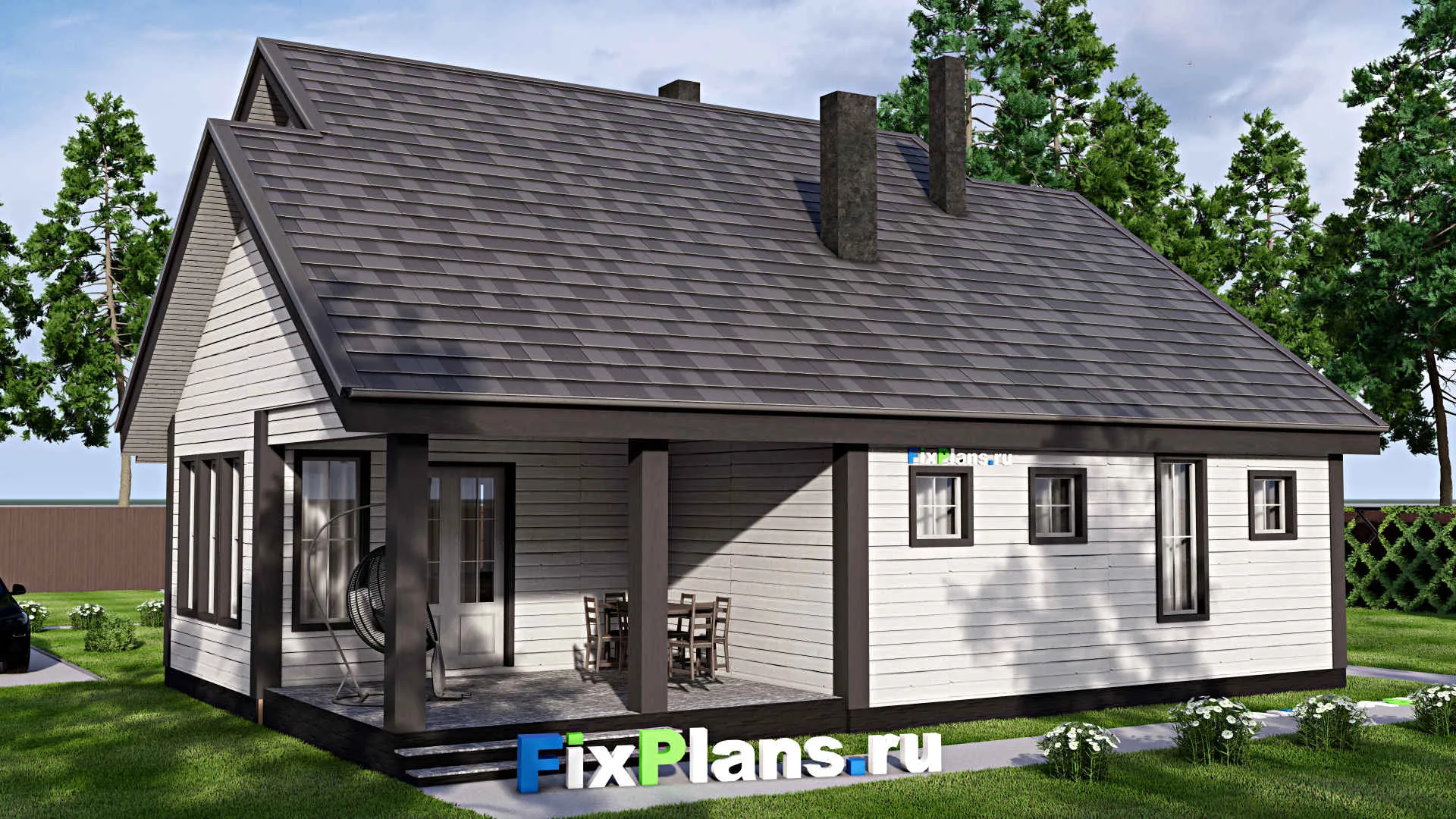 F-16424 - План одноэтажного дома 14 на 16, площадью 160 м² с 2 спальнями