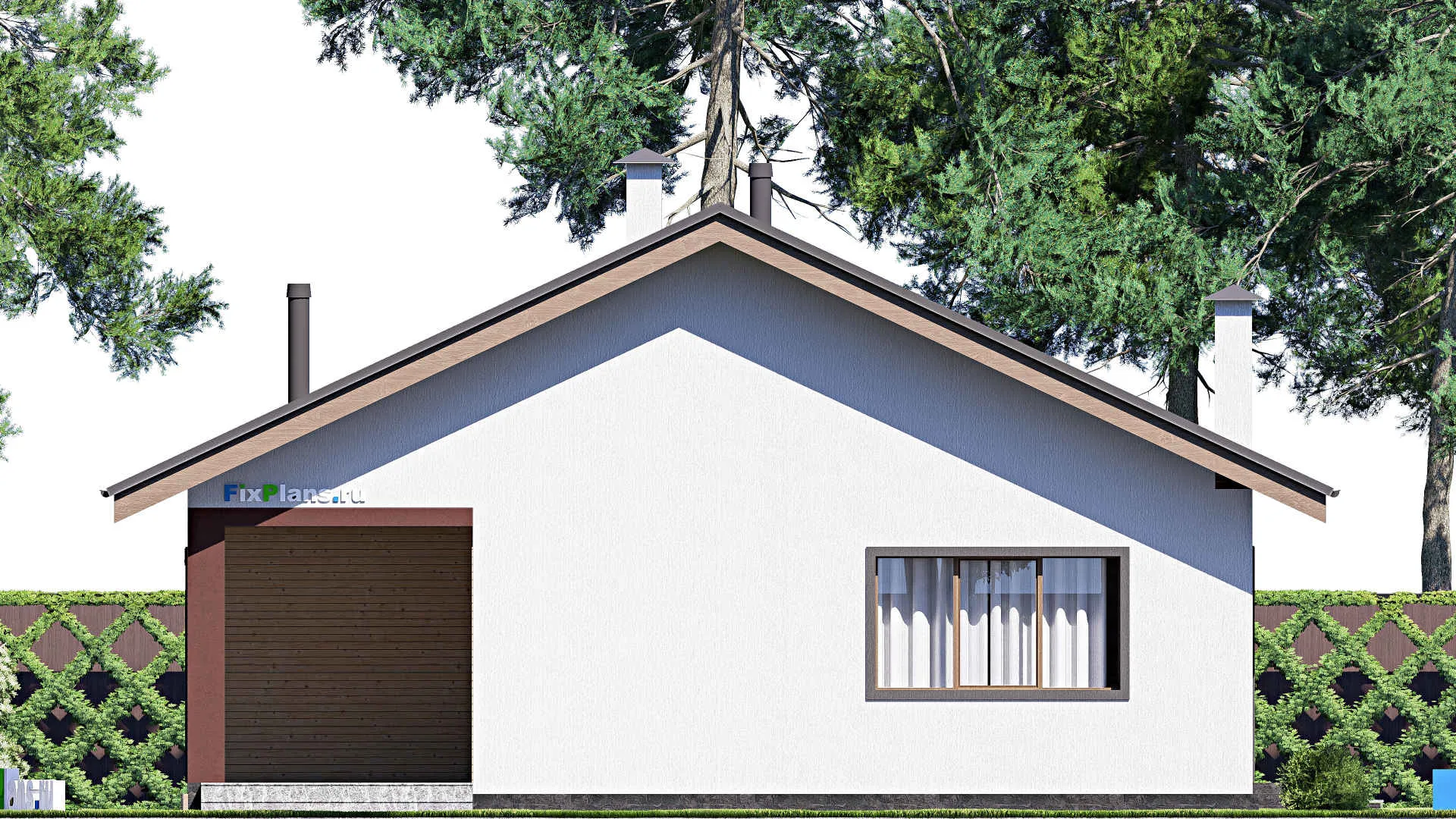 F-19124 - Проект одноэтажного дома 13 на 16, площадью 150 м² с террасой и 3 спальнями