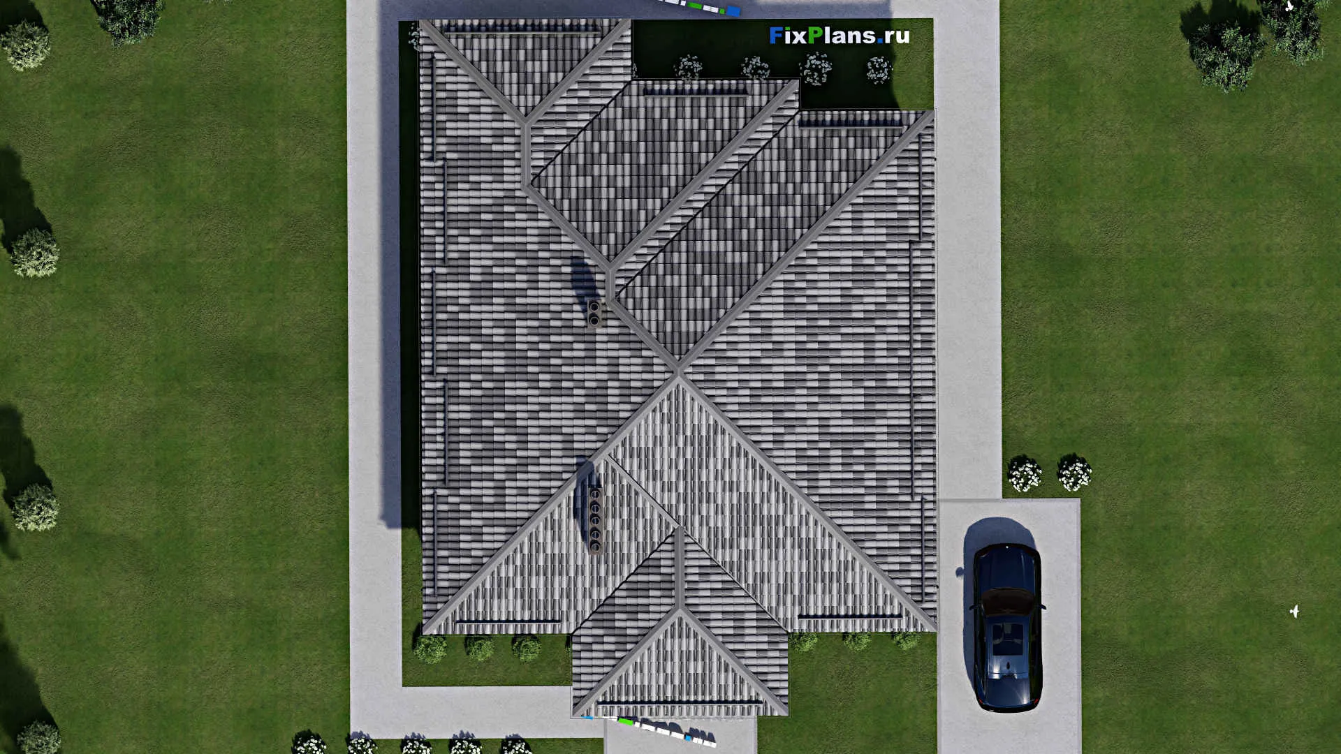 F-8342 - Проект одноэтажного дома 14 на 19, площадью 170 м² с террасой и 3 спальнями