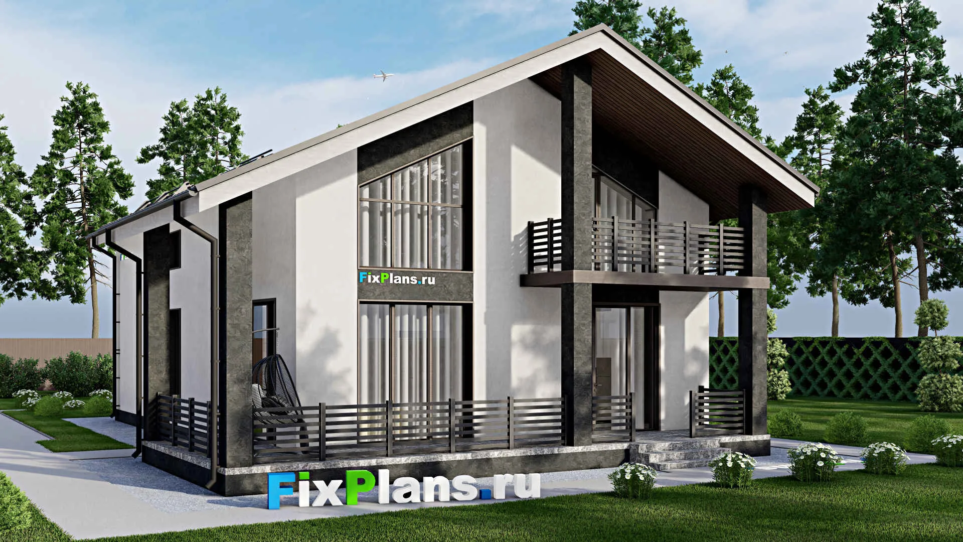 F-2600 - Проект дома с мансардой 10 на 15, площадью 260 м² с террасой, балконом и 4 спальнями