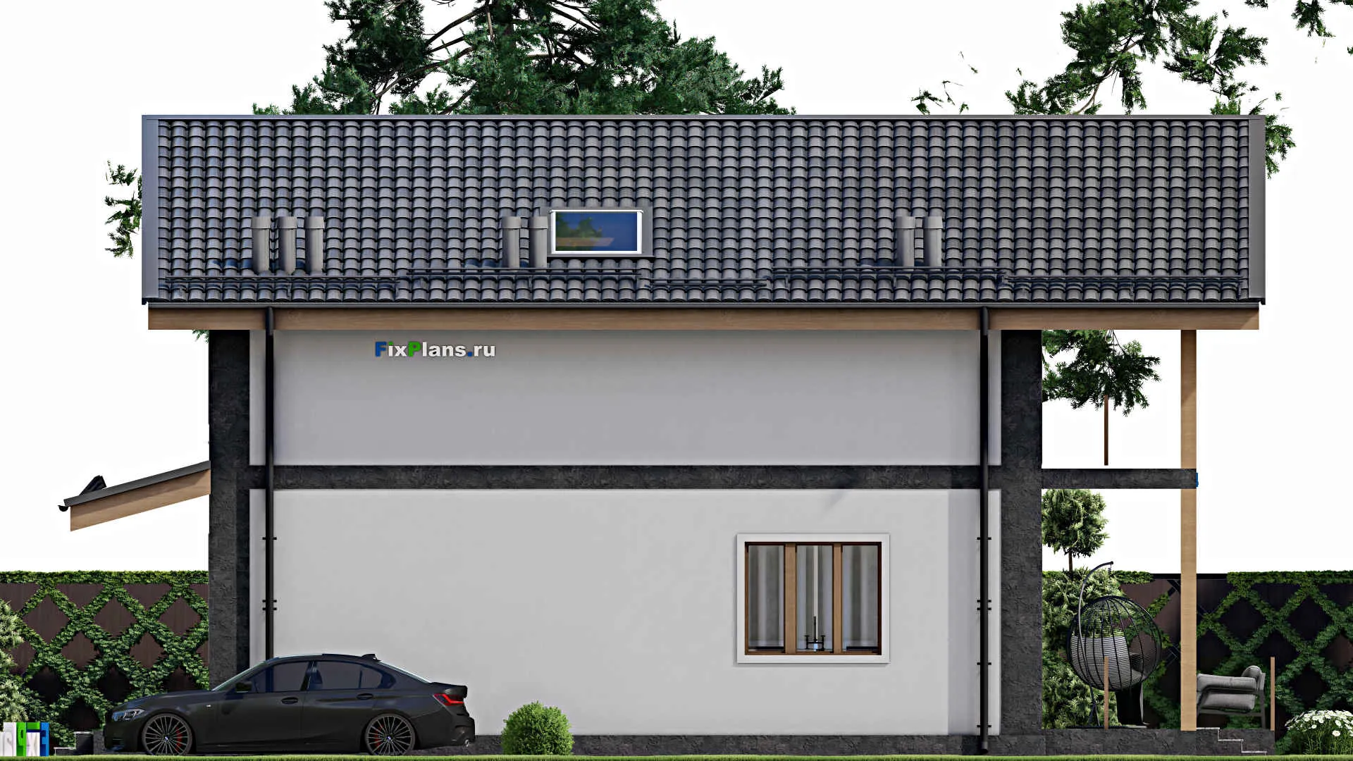 F-8801 - Планы дома с мансардой 11 на 16, площадью 220 м² с террасой, балконом и 5 спальнями