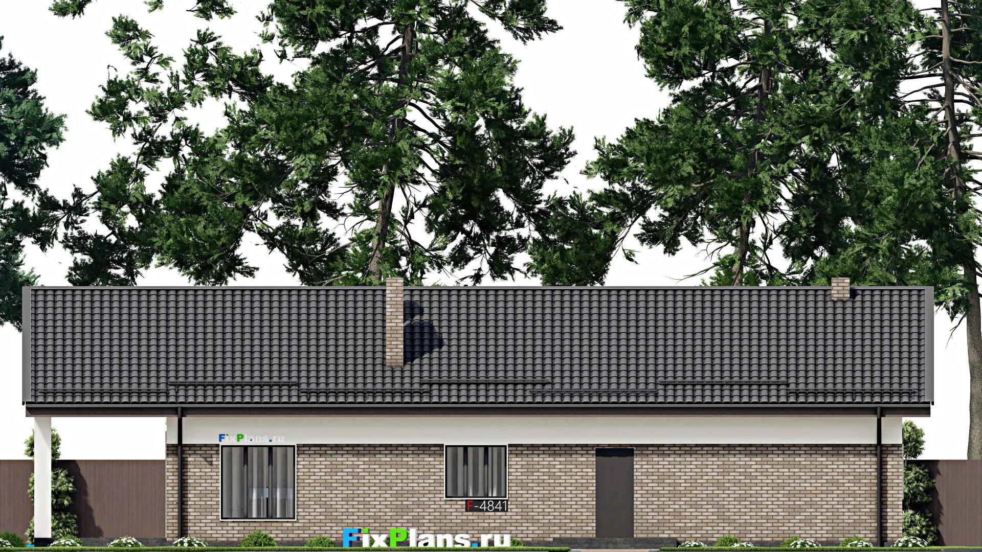 F-4841 - План одноэтажного дома 11 на 18, площадью 180 м² с террасой и 3 спальнями