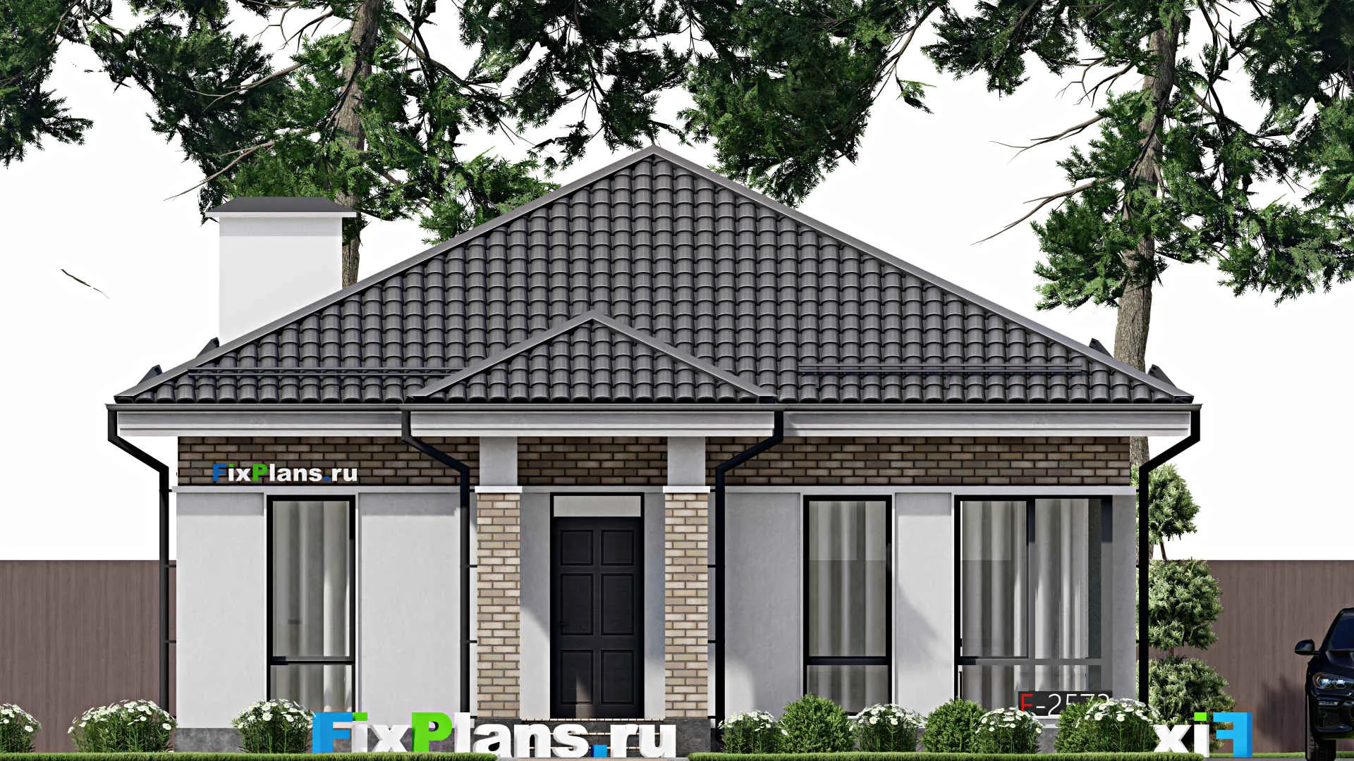 F-2573 - Проект одноэтажного дома 11 на 11, площадью 90 м² с 1 спальнями