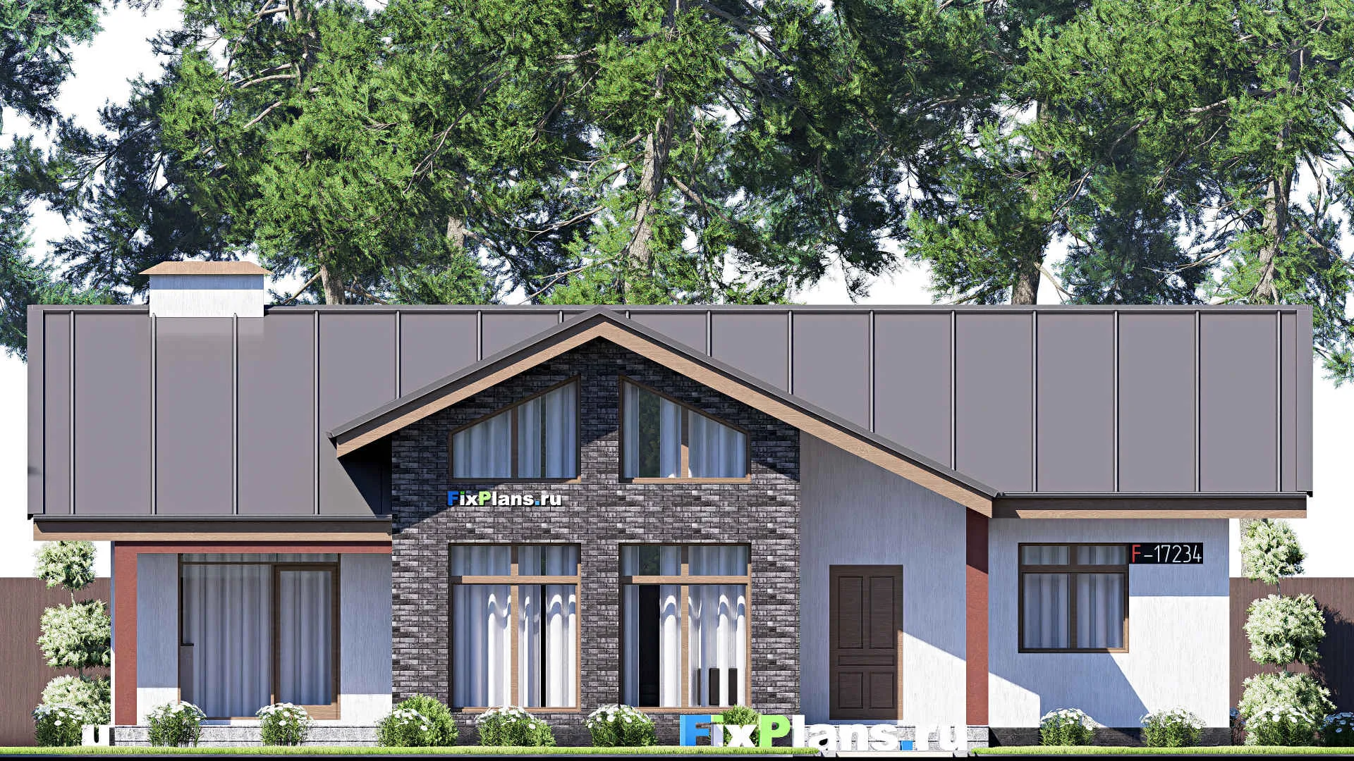 F-17234 - Проект одноэтажного дома 11 на 16, площадью 130 м² с 3 спальнями