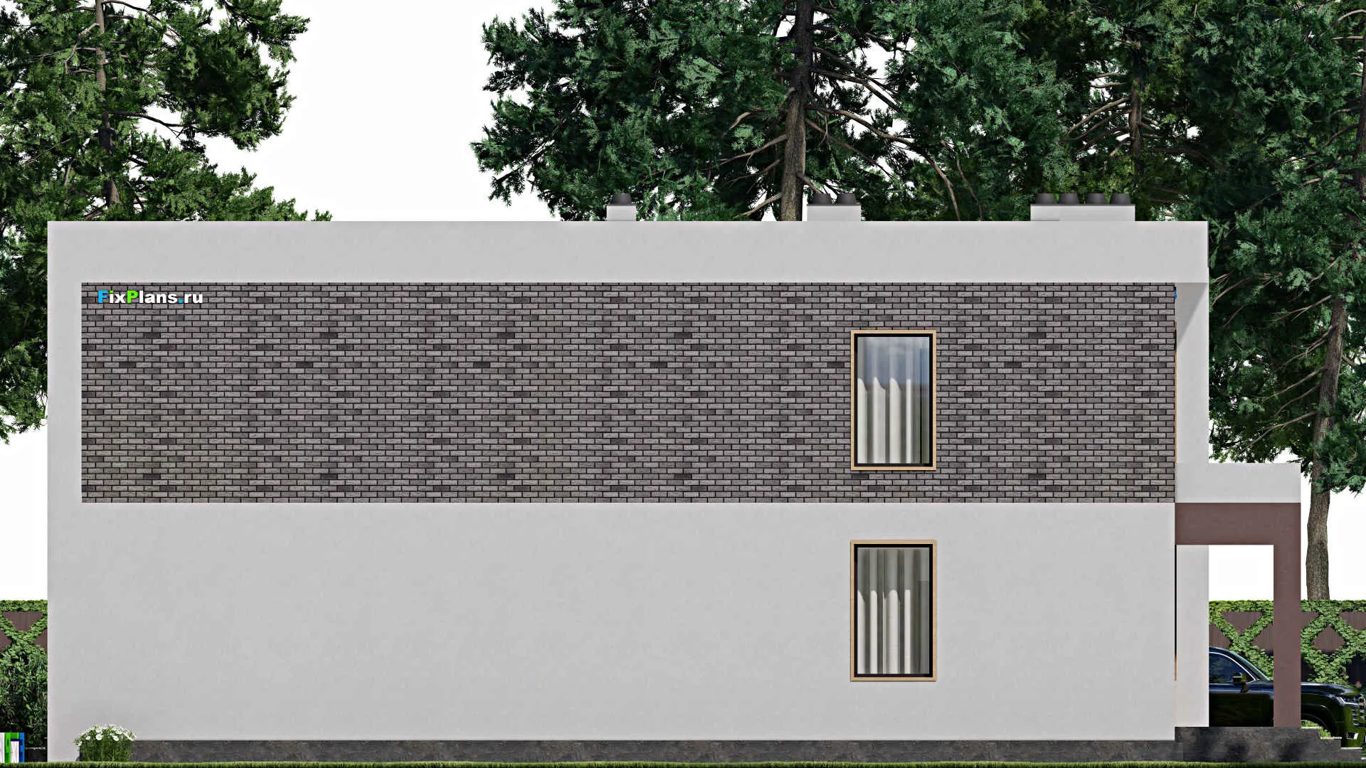 F-8612 - Проект двухэтажного дома 12 на 19, площадью 290 м² с террасой, балконом и 7 спальнями