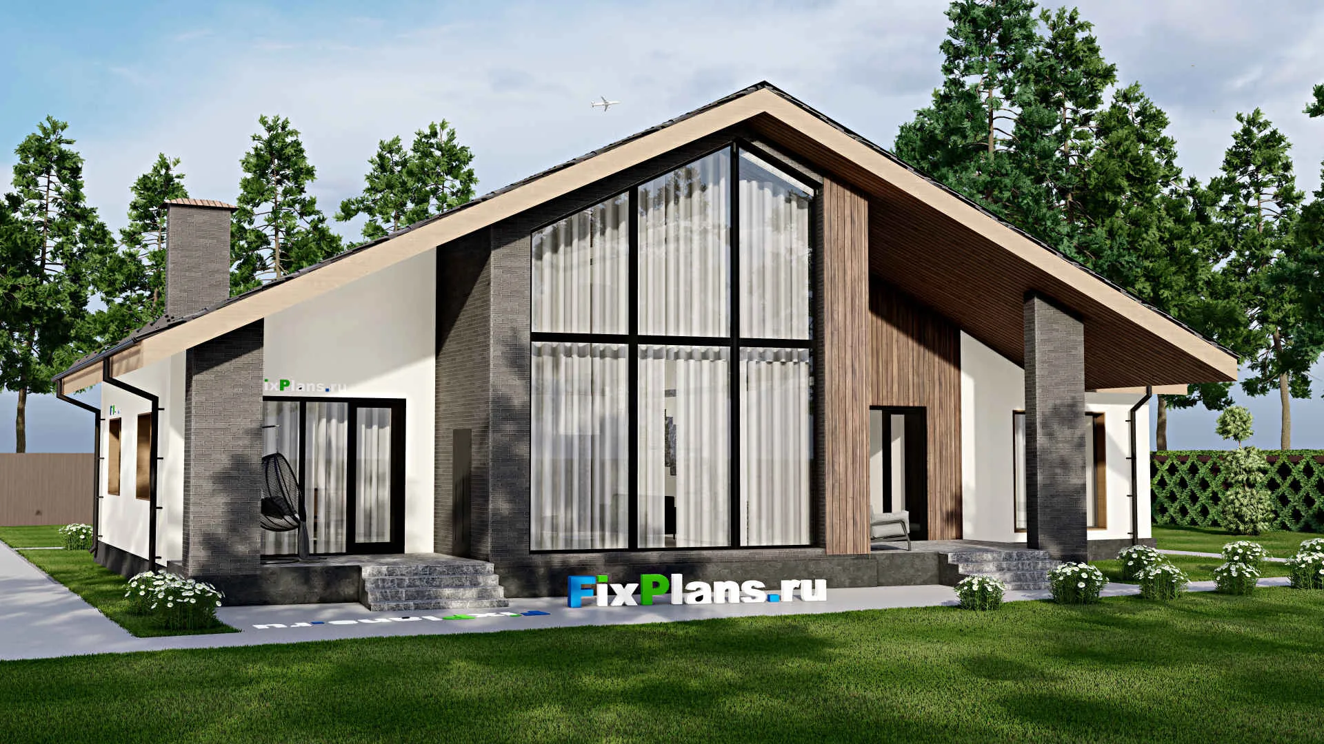 F-4814 - Проект дома с мансардой 13 на 21, площадью 210 м² с террасой и 4 спальнями