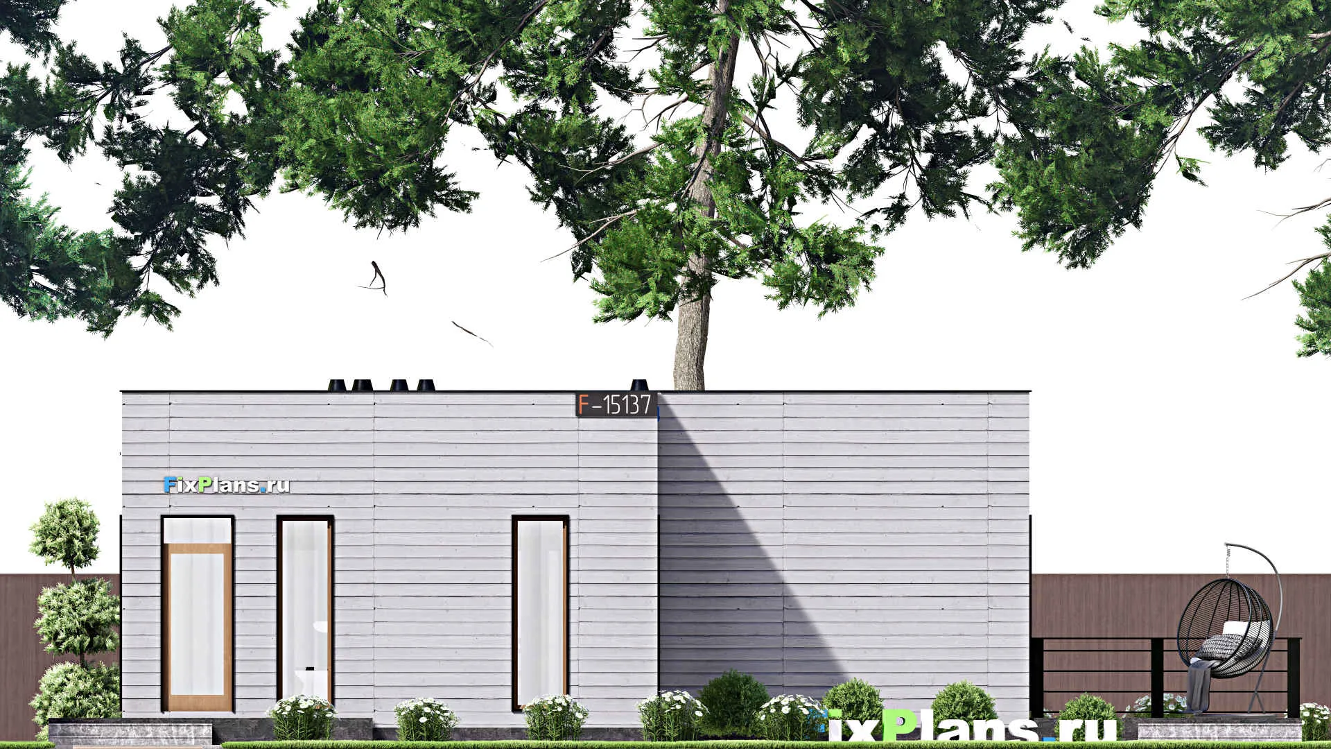 F-15137 - Проект бани 11 на 16, площадью 110 м² с комнатой отдыха, терассой и санузлом