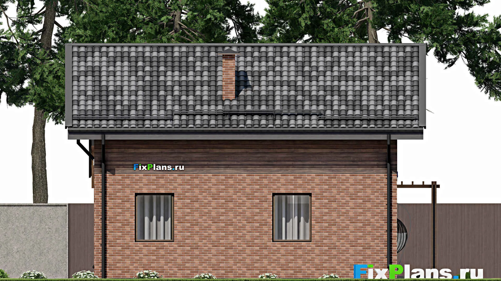 F-9566 - Проект дома с мансардой 11 на 13, площадью 160 м² с террасой и 3 спальнями