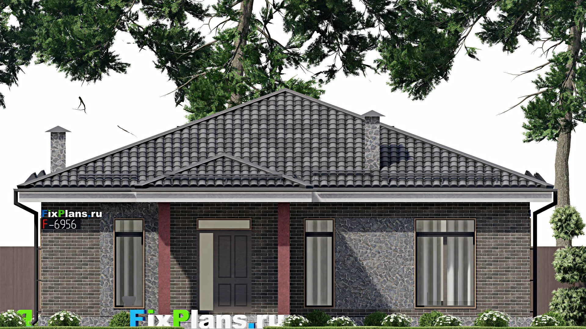 F-6956 - План одноэтажного дома 13 на 16, площадью 130 м² с 3 спальнями