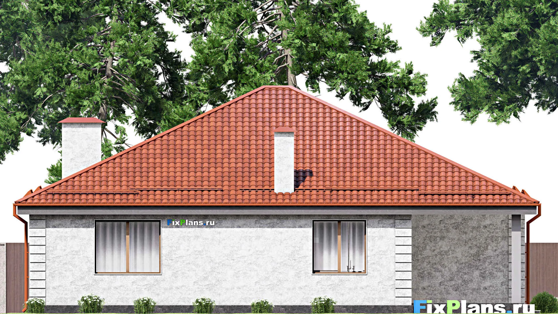 F-14615 - План одноэтажного дома 16 на 17, площадью 200 м² с террасой и 3 спальнями