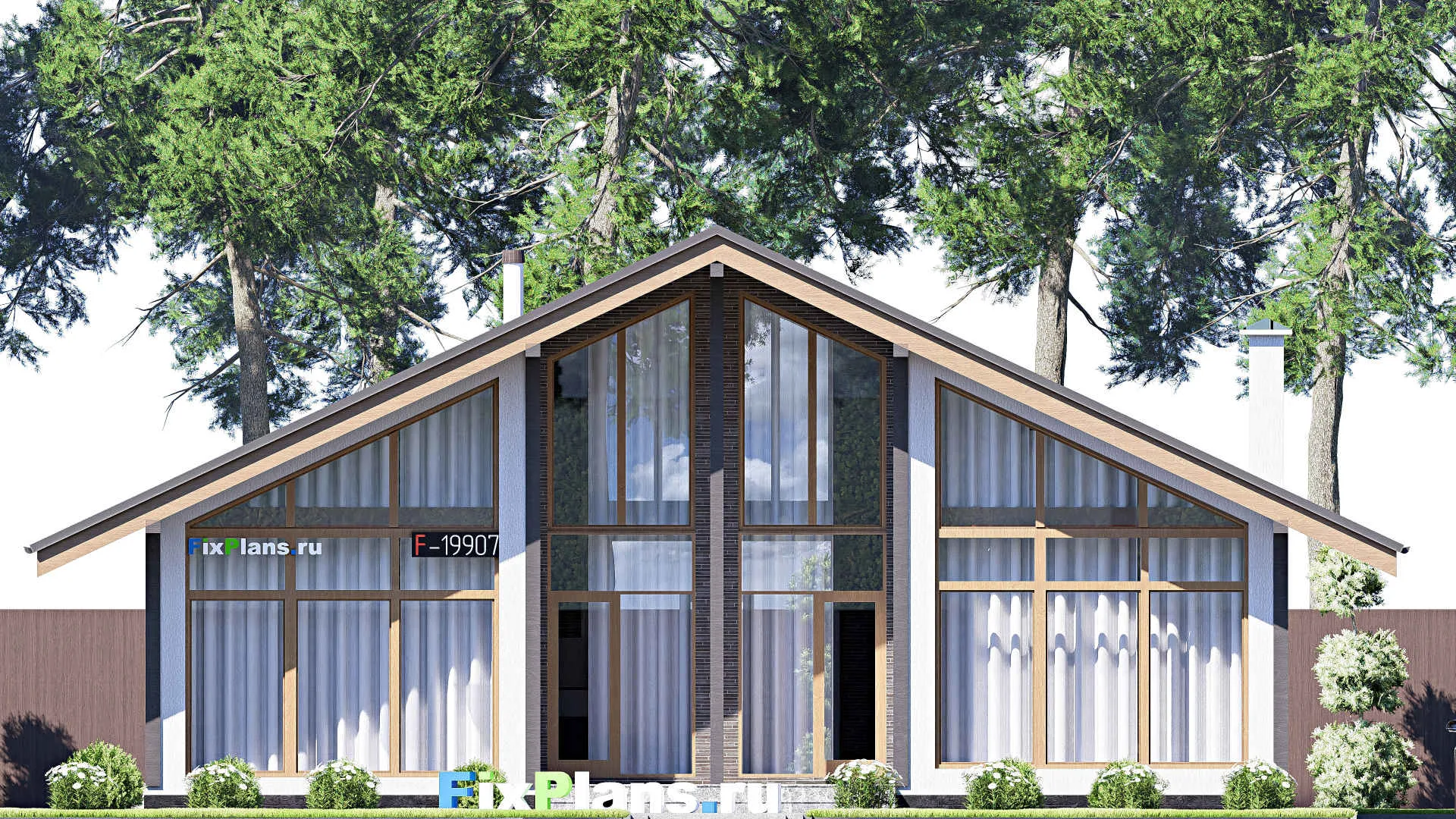 F-19907 - Проект одноэтажного дома 11 на 14, площадью 110 м² с 2 спальнями