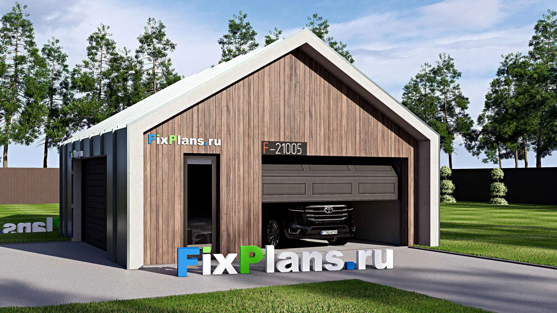 F-21005 - Проект гаража 8 на 8, площадью 50 м² на 2 машиноместа