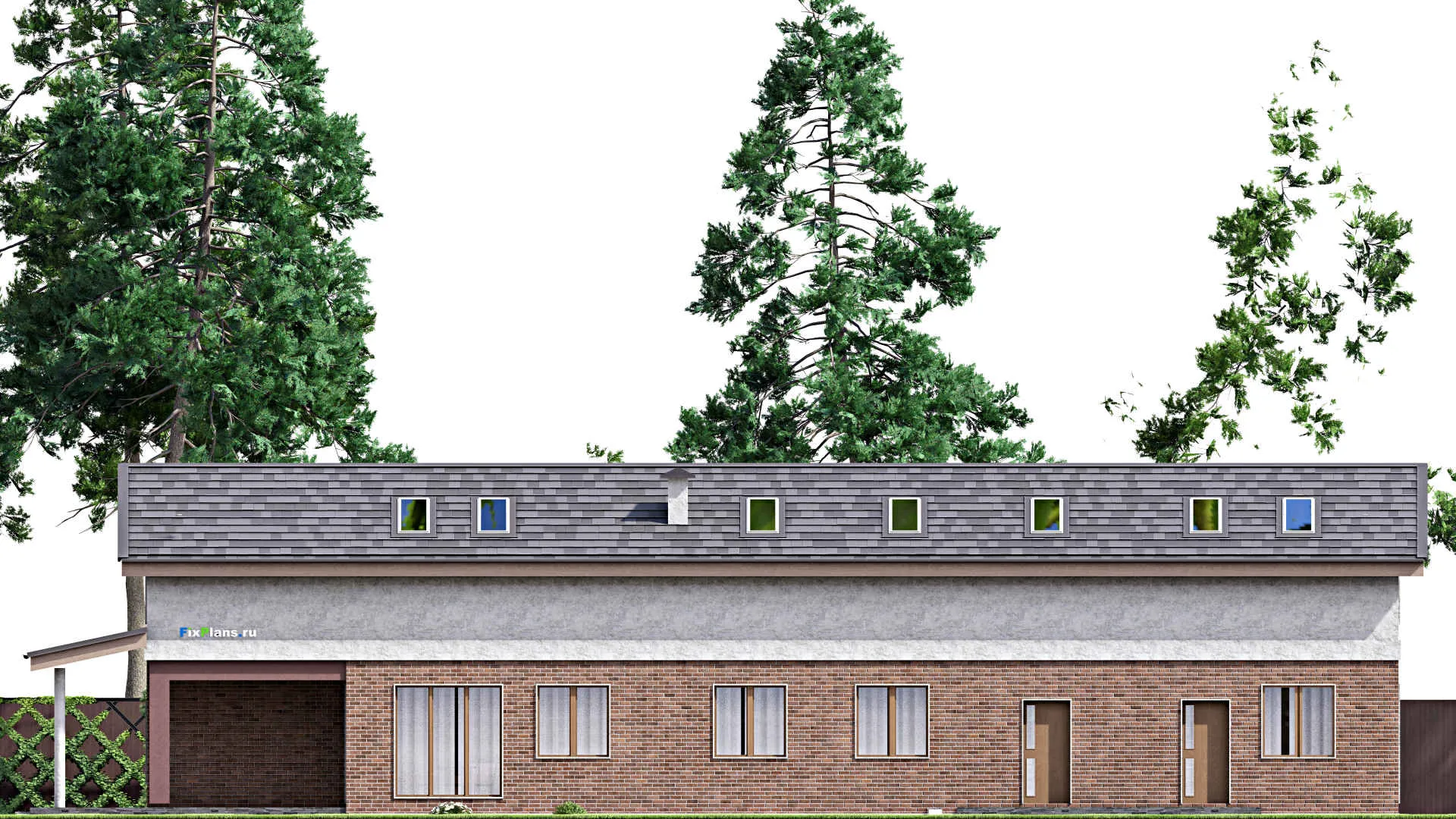 F-10817 - Проект дома с мансардой 9 на 28, площадью 290 м² с террасой, баней и 4 спальнями