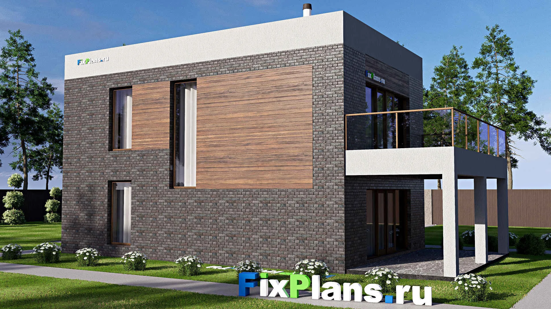 F-18467 - Планы двухэтажного дома 8 на 15, площадью 160 м² с террасой, балконом и 4 спальнями