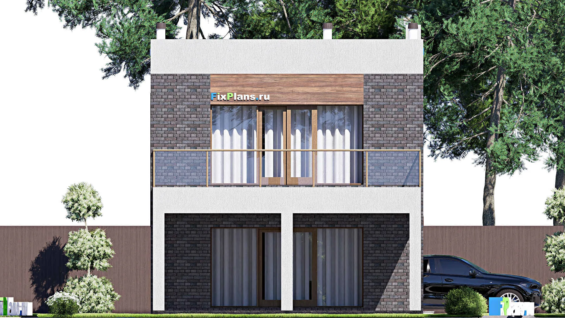 F-18467 - Планы двухэтажного дома 8 на 15, площадью 160 м² с террасой, балконом и 4 спальнями