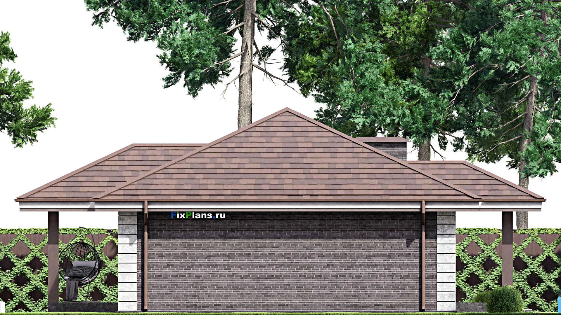 F-14327 - Проект одноэтажного дома 13 на 14, площадью 120 м² с террасой и 3 спальнями