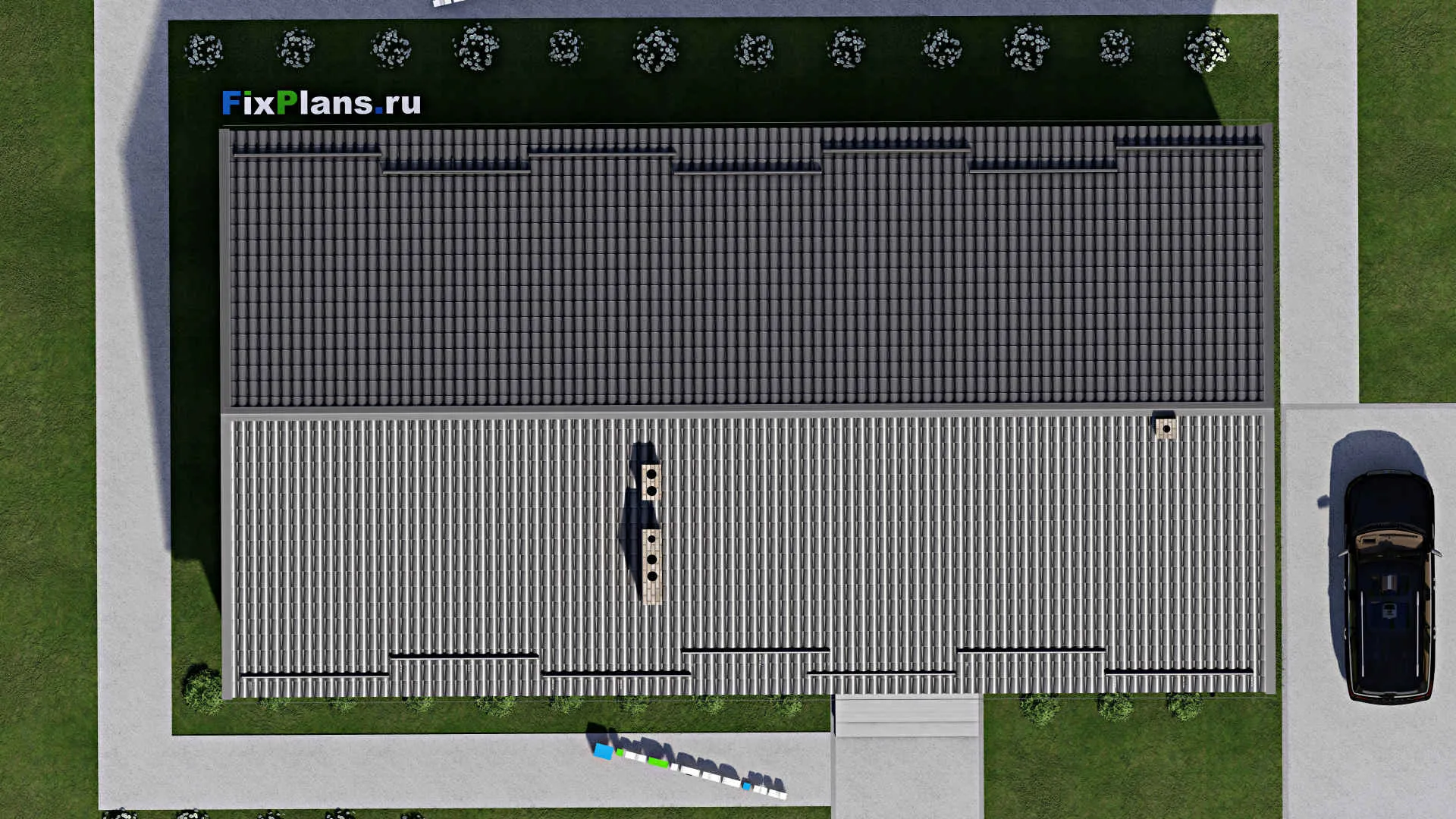 F-4841 - План одноэтажного дома 11 на 18, площадью 180 м² с террасой и 3 спальнями