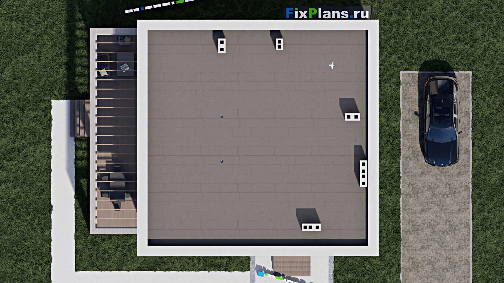 F-1412 - Проект двухэтажного дома 12 на 13, площадью 250 м² с террасой, баней и 5 спальнями