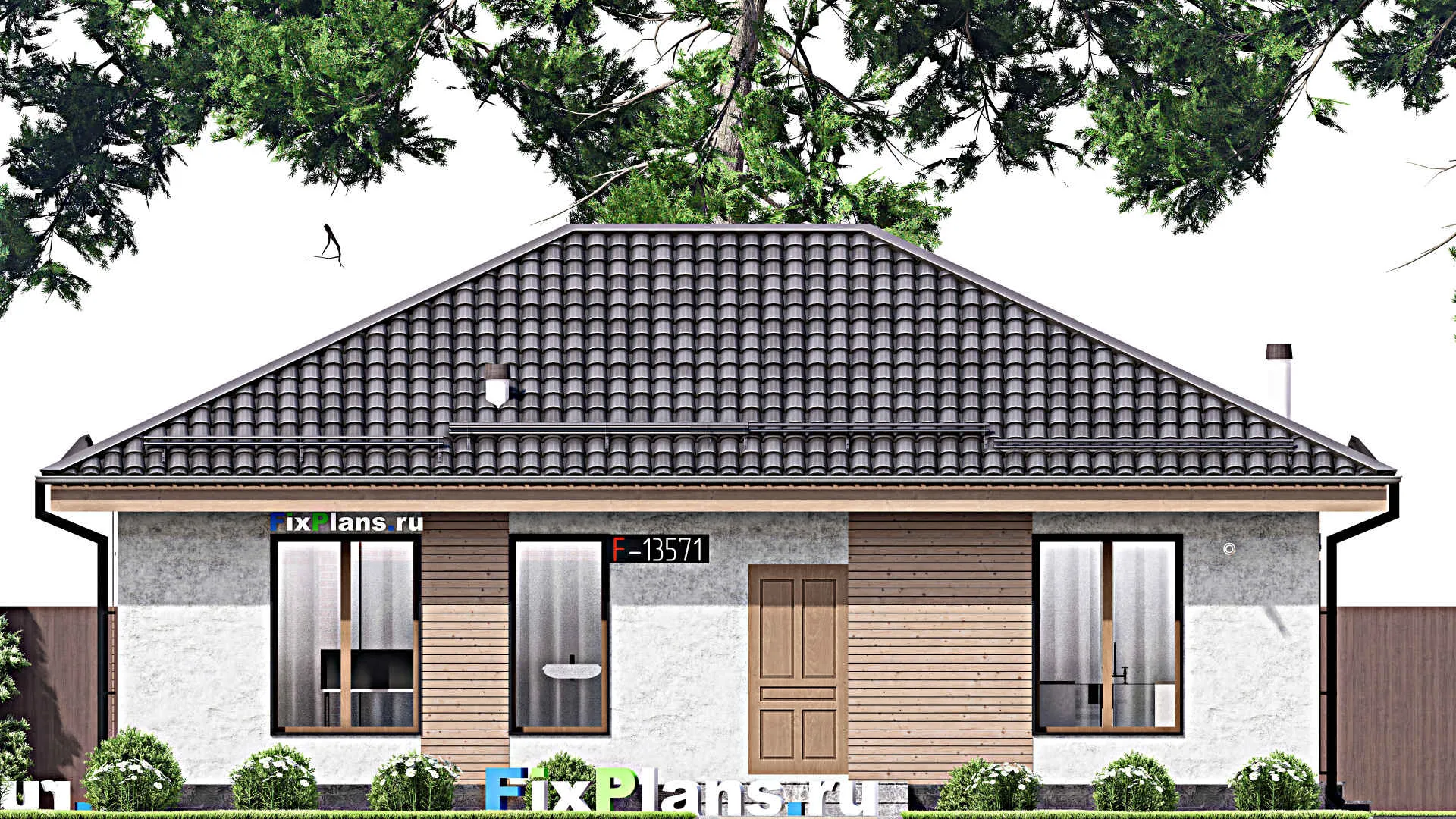 F-13571 - Проект одноэтажного дома 9 на 12, площадью 90 м² с 3 спальнями