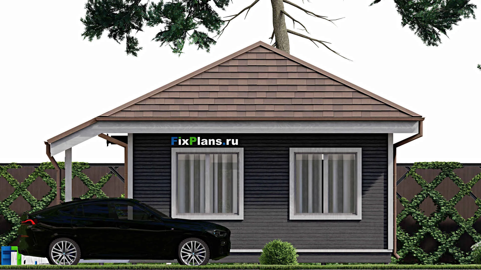 F-10430 - Проект одноэтажного дома 8 на 14, площадью 80 м² с 2 спальнями