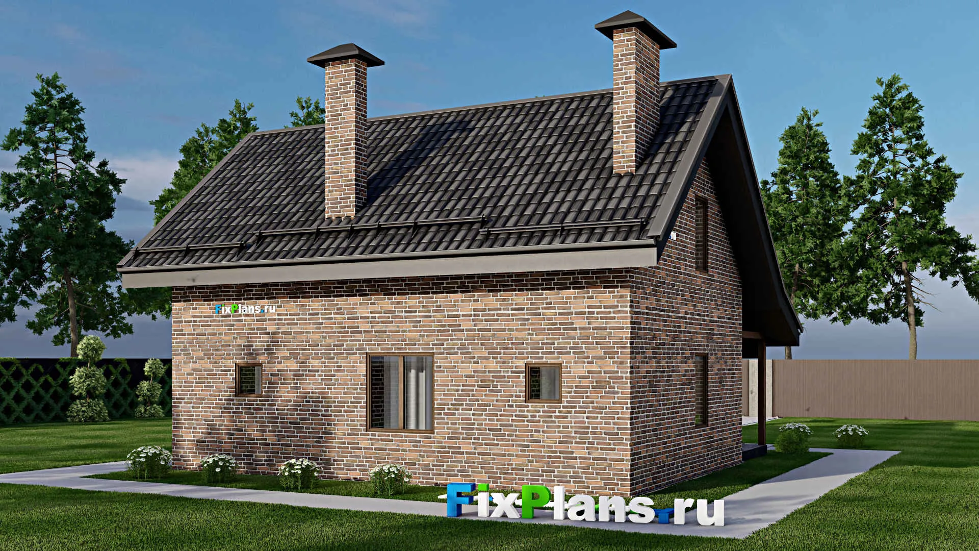 F-8297 - Проект бани 11 на 11, площадью 130 м² с комнатой отдыха, терассой, мансардой и санузлом