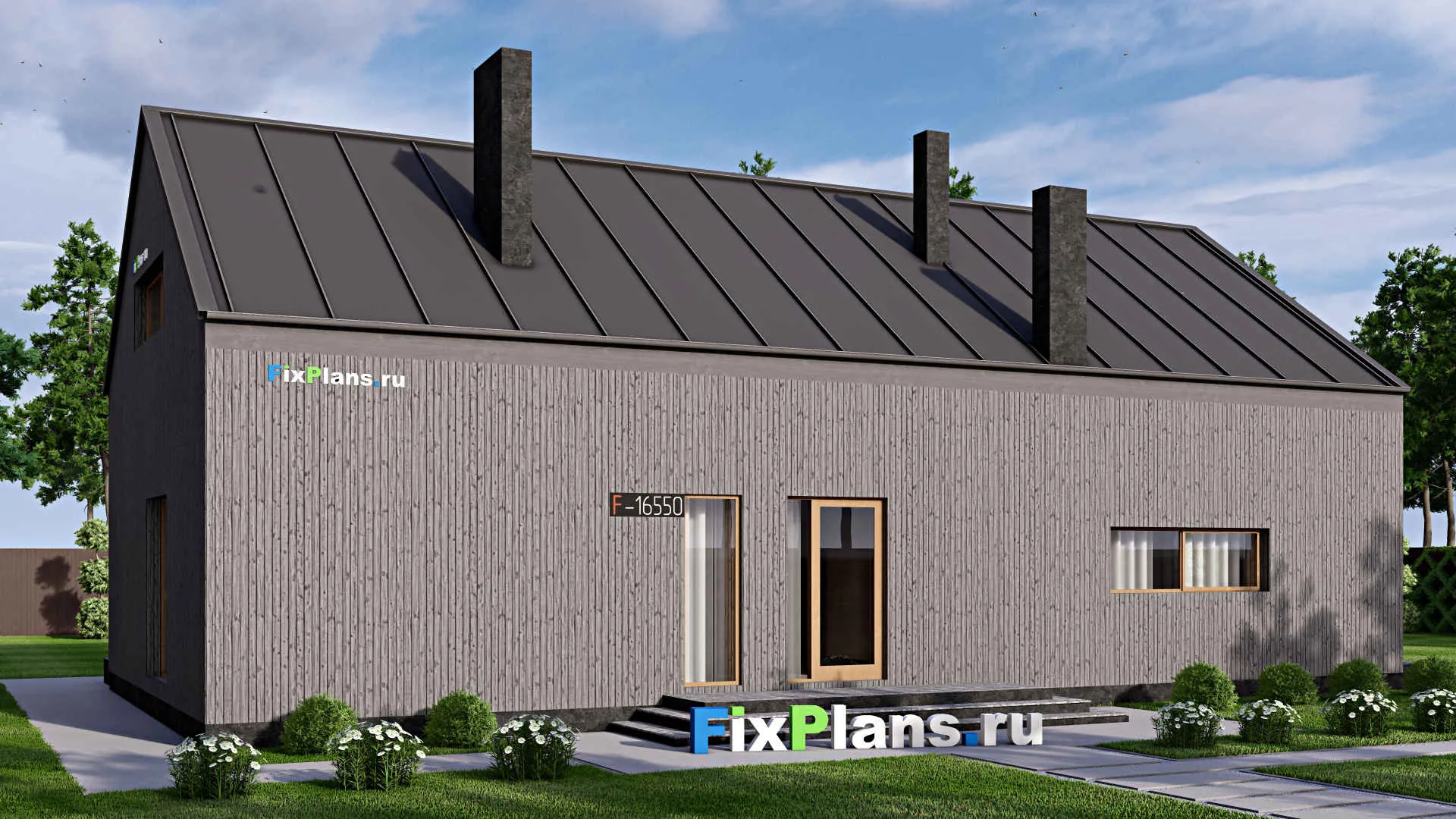 F-16550 - Проект дома с мансардой 13 на 19, площадью 250 м² с 3 спальнями