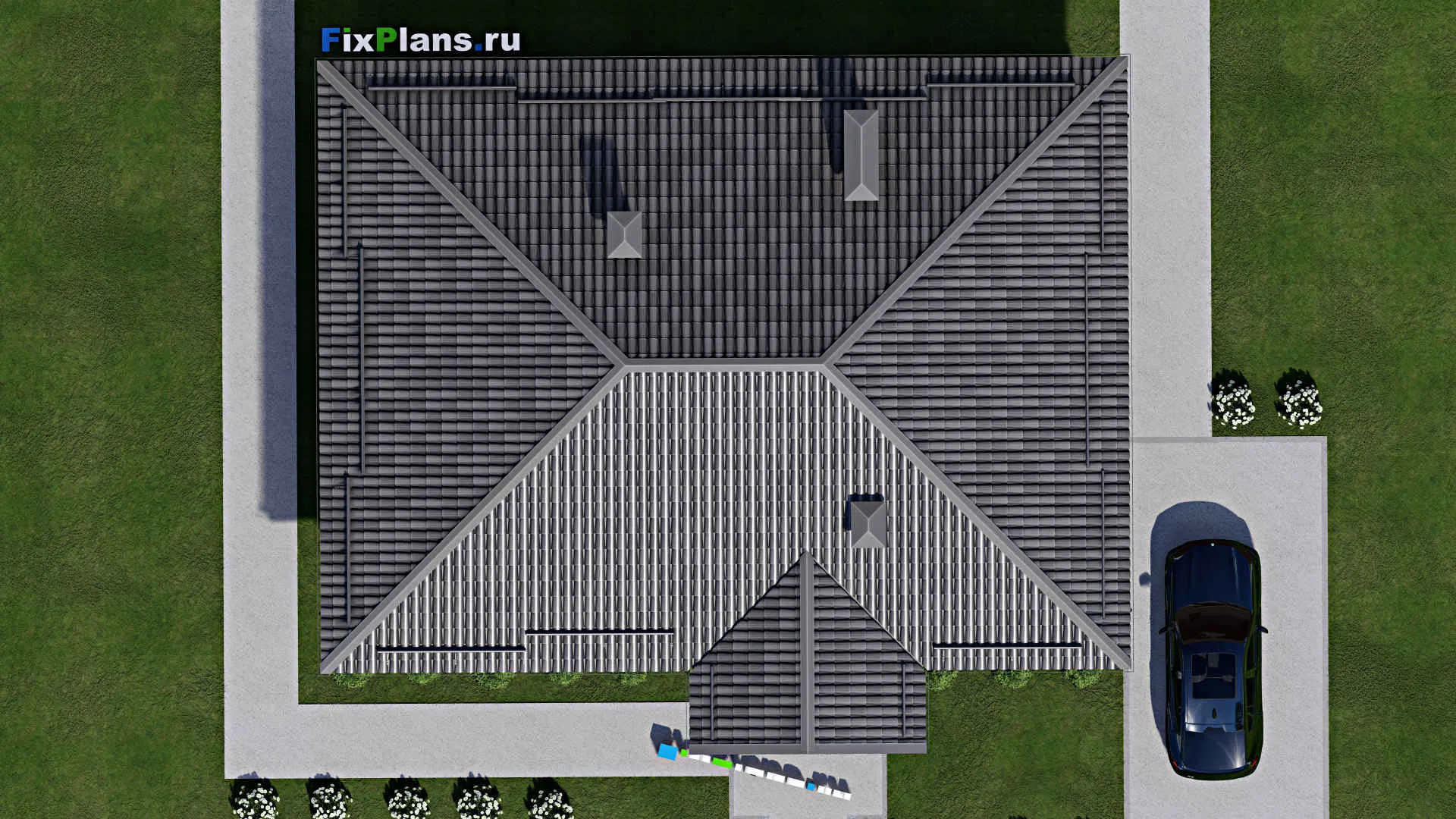 F-9206 - Проект одноэтажного дома 13 на 15, площадью 140 м² с 3 спальнями