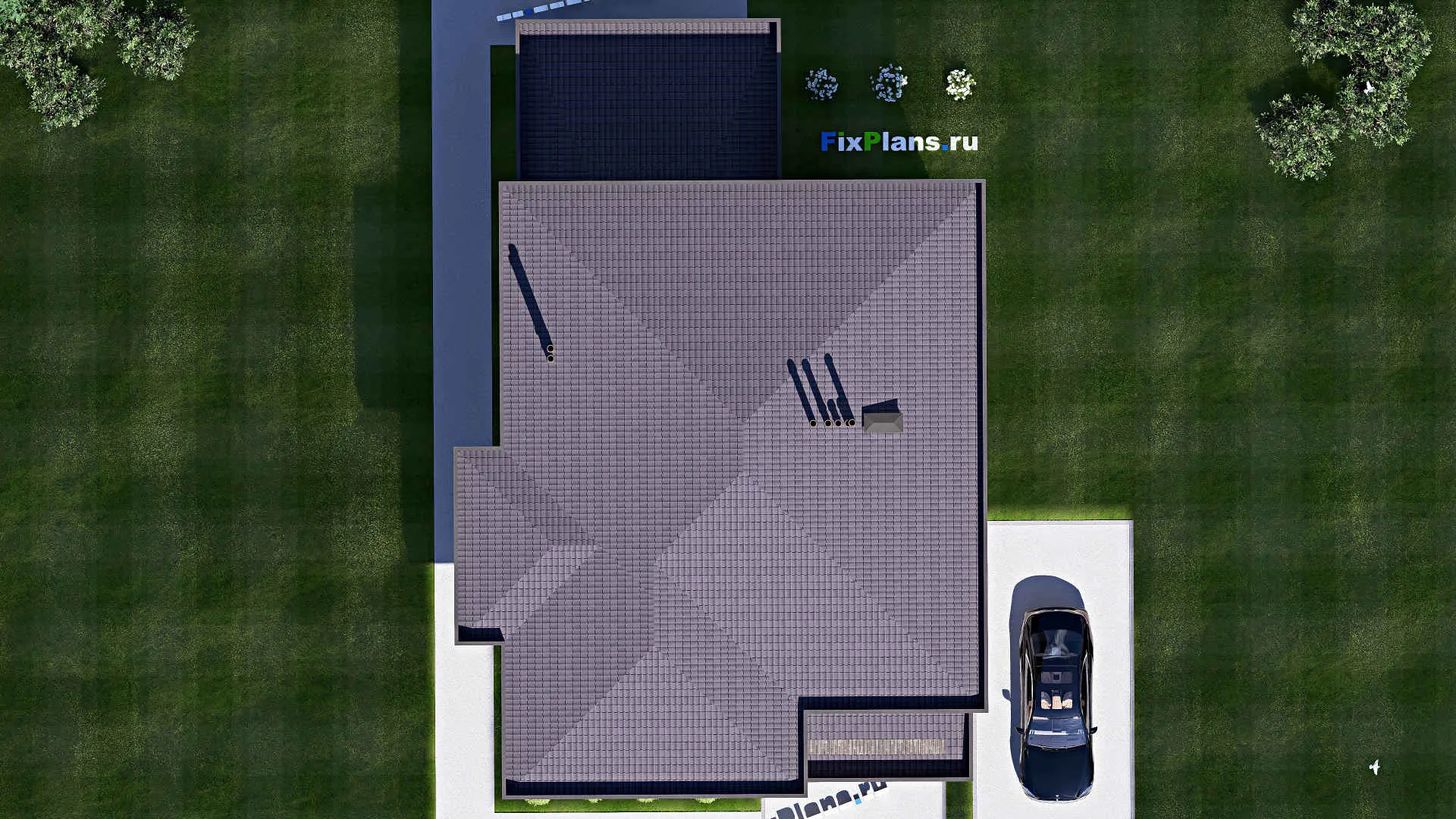 F-19430 - Проект двухэтажного дома 12 на 19, площадью 240 м² с террасой и 3 спальнями