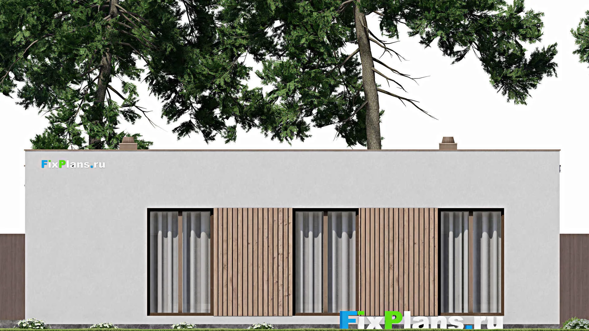 F-2663 - Проект одноэтажного дома 13 на 16, площадью 210 м² с террасой и 3 спальнями