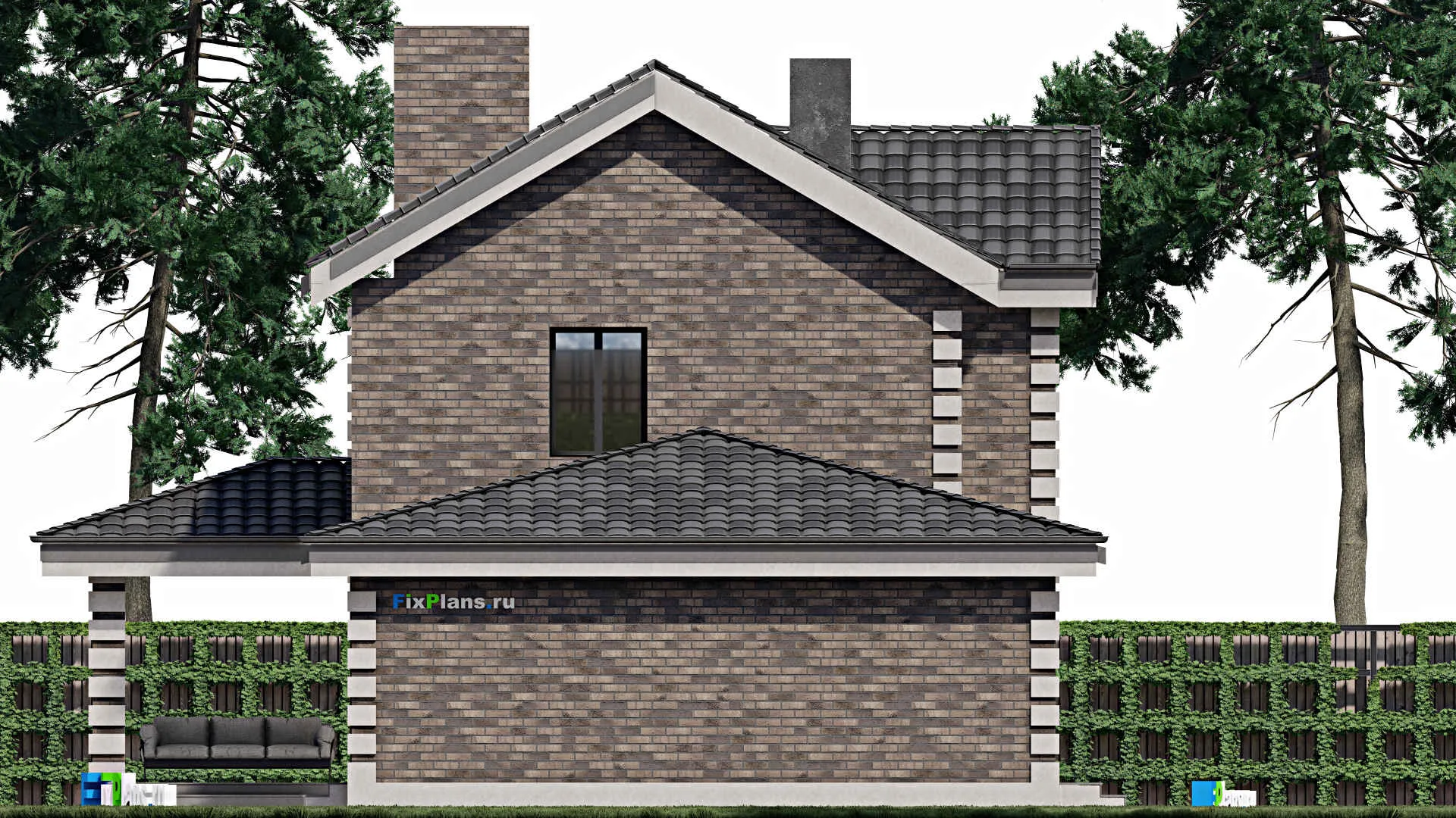 F-0899 - Проект двухэтажного дома 9 на 14, площадью 160 м² с гаражом на 2 машины и 3 спальнями