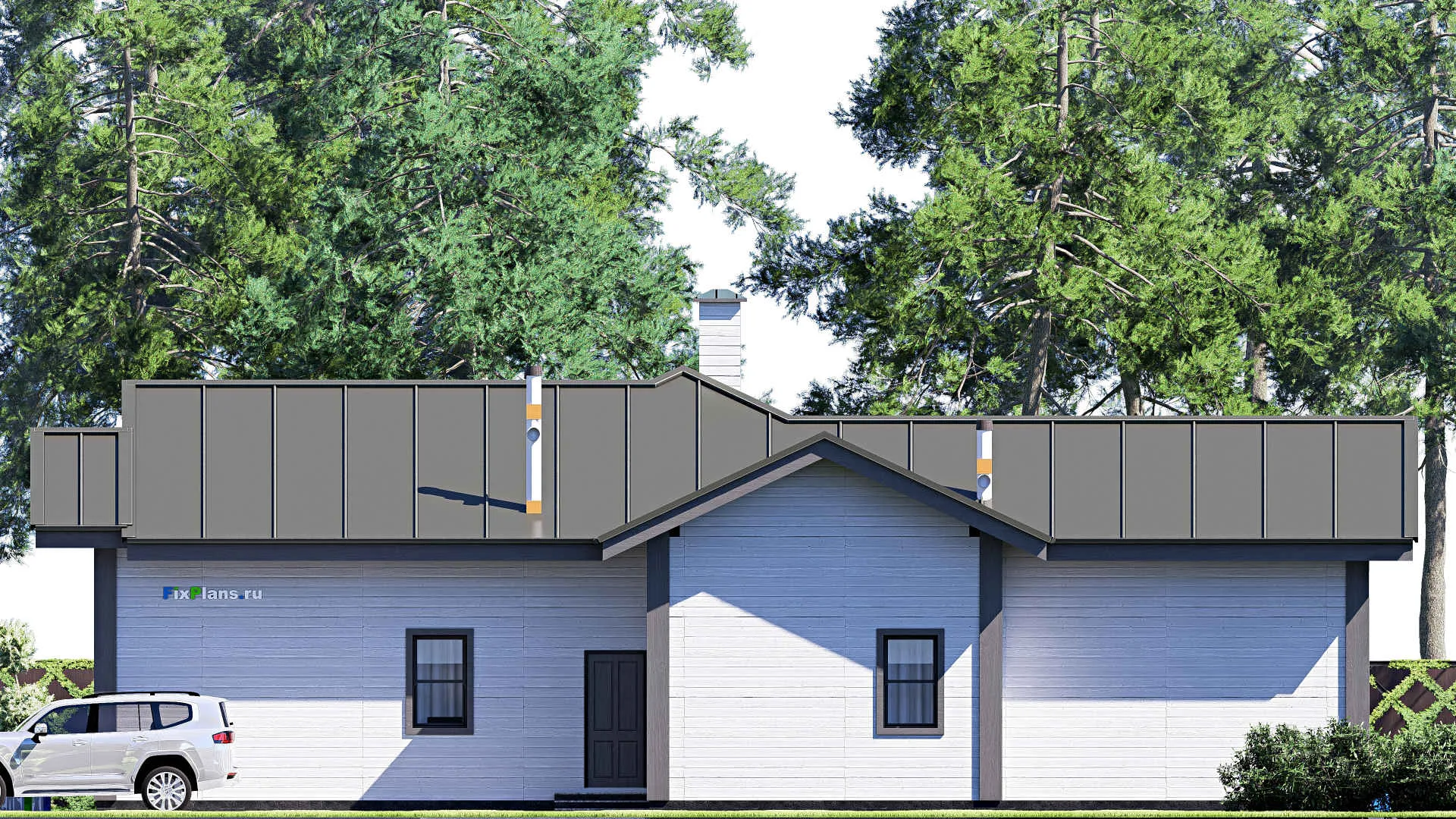 F-20303 - Проект одноэтажного дома 19 на 20, площадью 260 м² с террасой и 2 спальнями