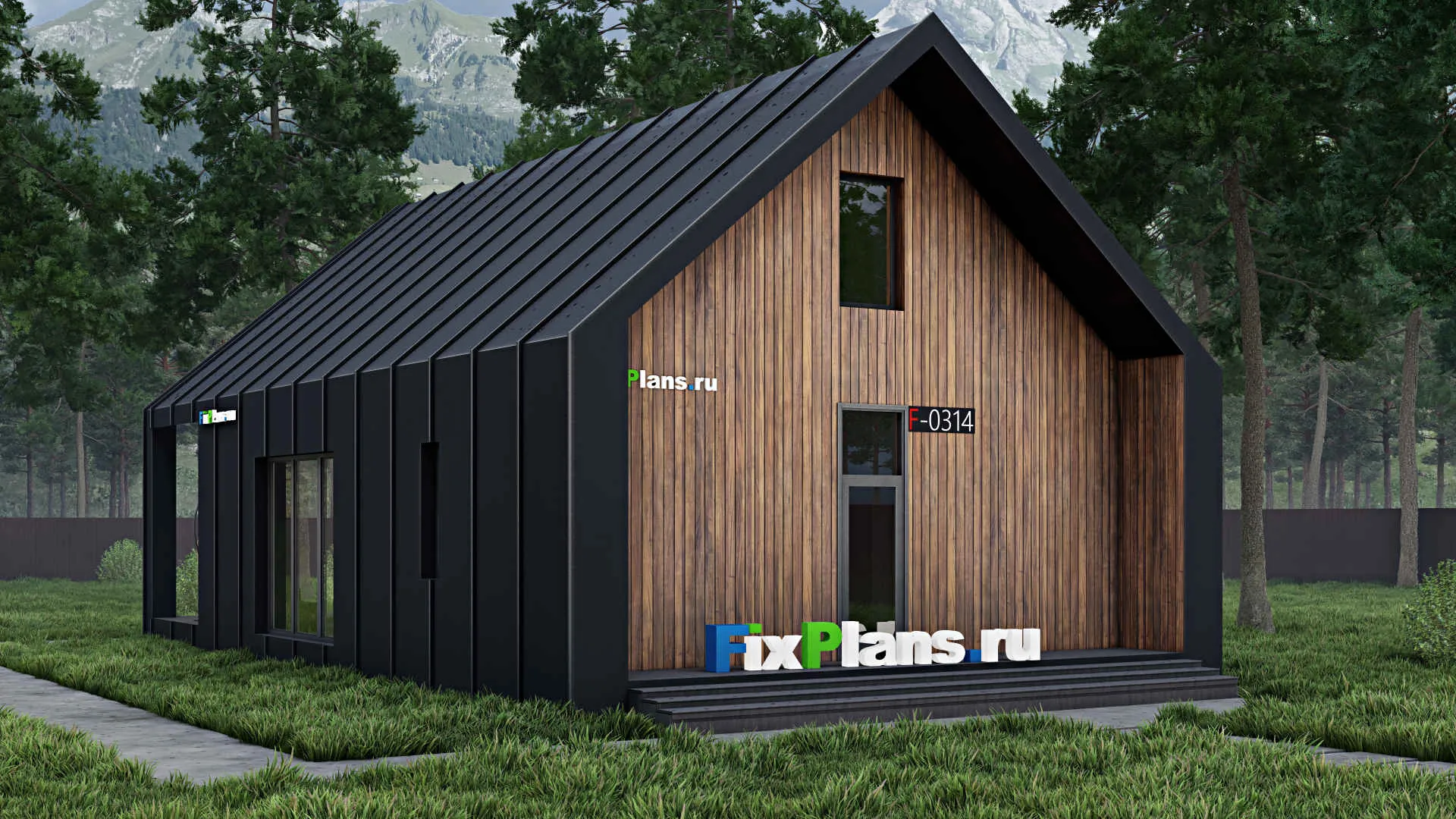 F-0314 - Проект дома с мансардой 9 на 12, площадью 140 м² с террасой и 3 спальнями