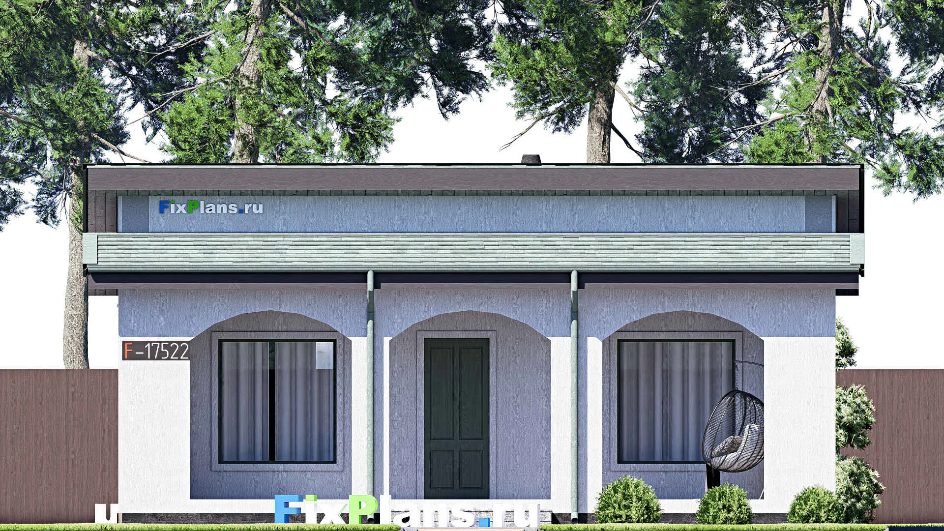 F-17522 - План одноэтажного дома 10 на 11, площадью 90 м² с 1 спальнями