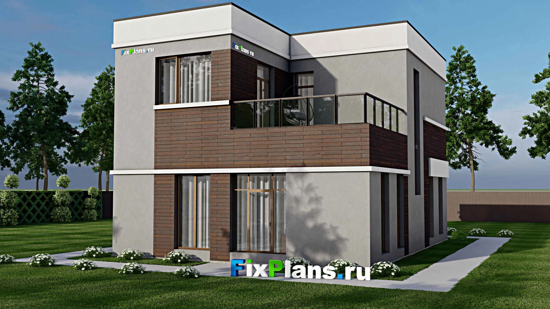 F-8234 - Проект двухэтажного дома 10 на 13, площадью 200 м² с террасой и 4 спальнями