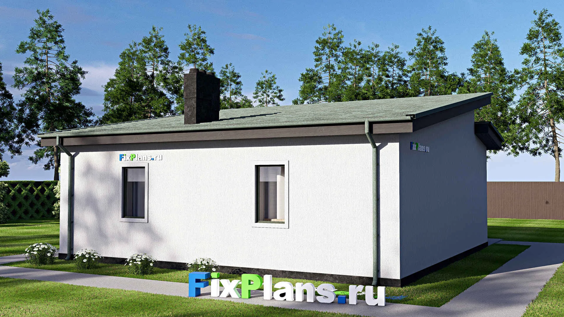 F-17522 - План одноэтажного дома 10 на 11, площадью 90 м² с 1 спальнями