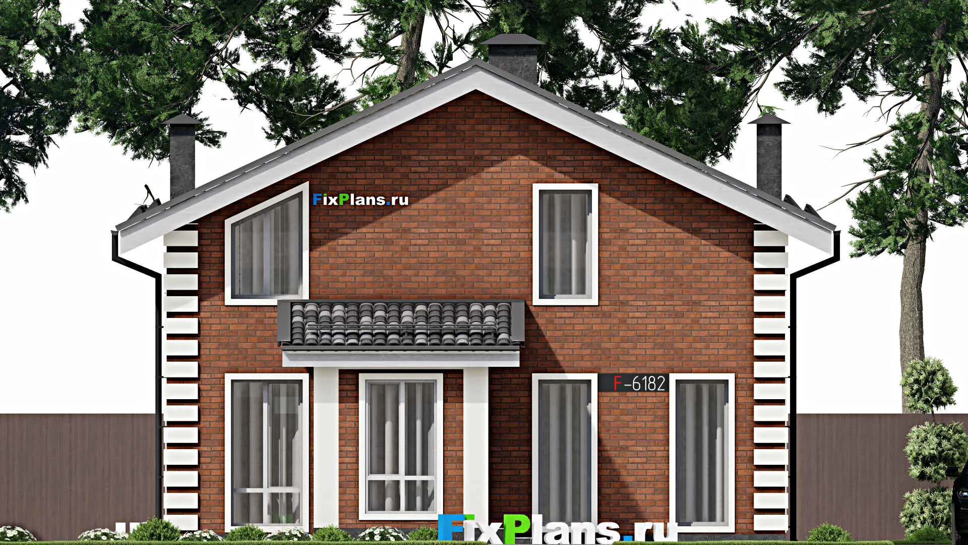 F-6182 - Проект дома с мансардой 10 на 10, площадью 140 м² с 4 спальнями