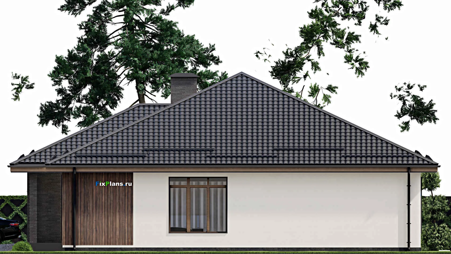 F-4499 - Проект одноэтажного дома 17 на 25, площадью 330 м² с гаражом на 2 машины и 3 спальнями