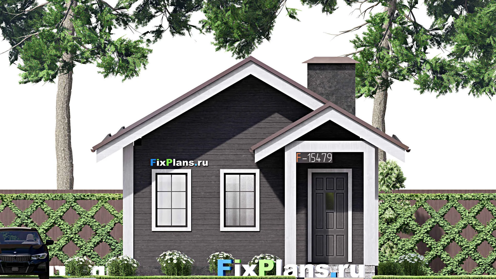 F-15479 - Проект бани 7 на 9, площадью 40 м² с комнатой отдыха и санузлом