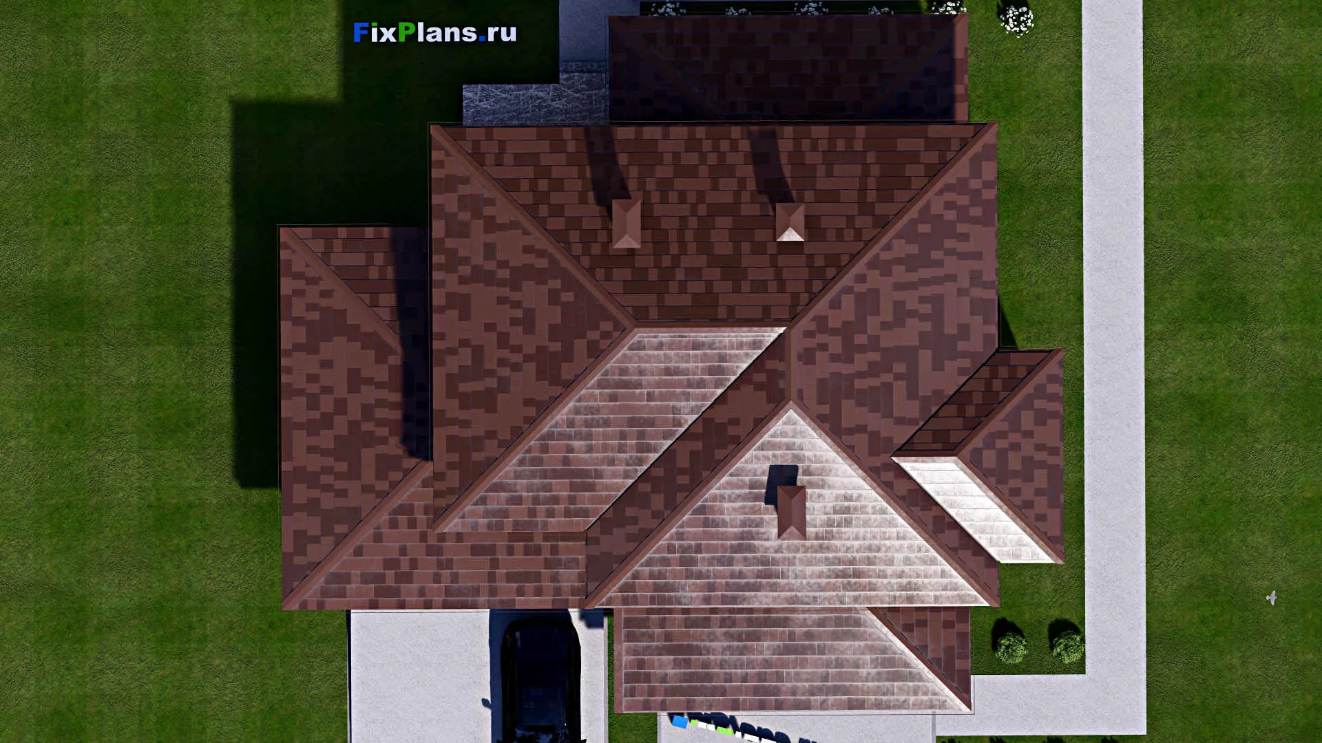 F-15191 - Проект двухэтажного дома 16 на 18, площадью 270 м² с террасой, гаражом на 2 машины и 4 спальнями