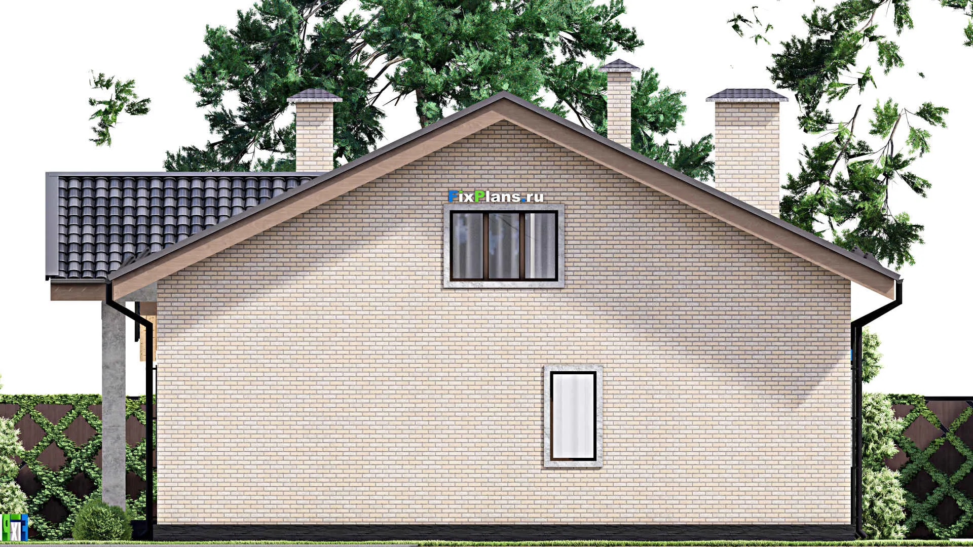 F-12887 - Проект дома с мансардой 13 на 18, площадью 200 м² с террасой и 3 спальнями