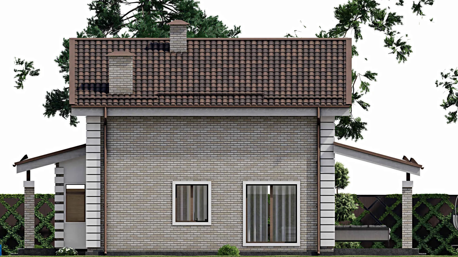 F-9854 - Планы дома с мансардой 10 на 15, площадью 160 м² с террасой и 3 спальнями