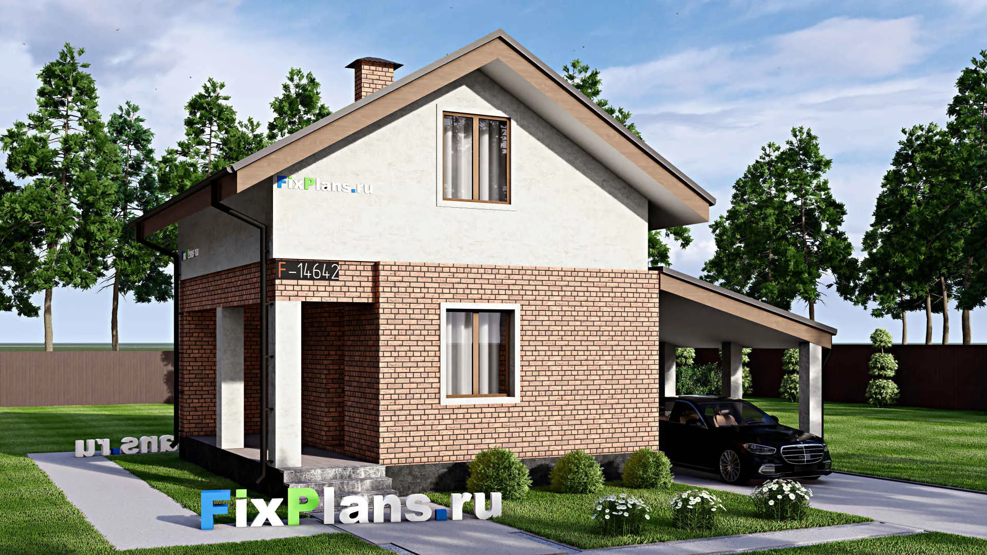 F-14642 - Проект бани 8 на 11, площадью 70 м² с комнатой отдыха, мансардой, санузлом и 2 спальнями