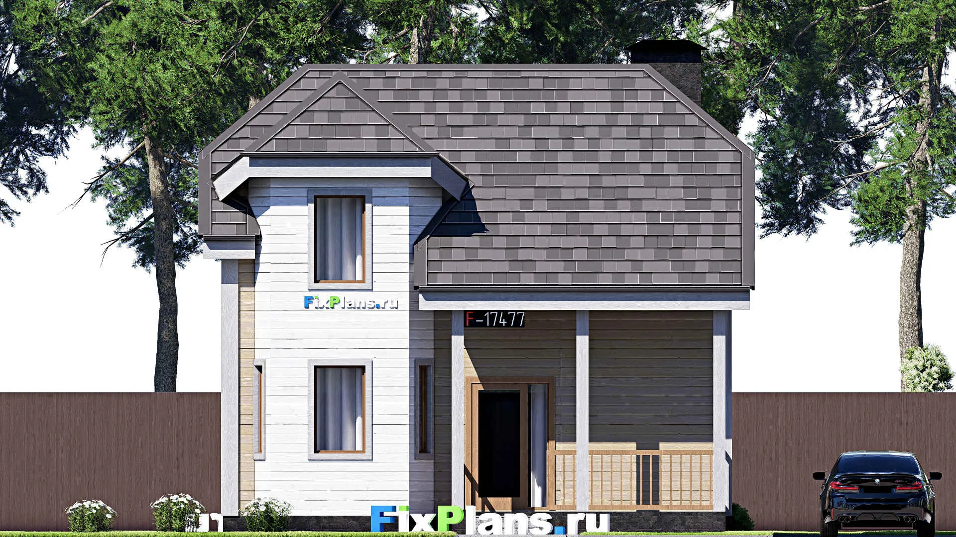 F-17477 - Планы дома с мансардой 9 на 9, площадью 90 м² с 4 спальнями