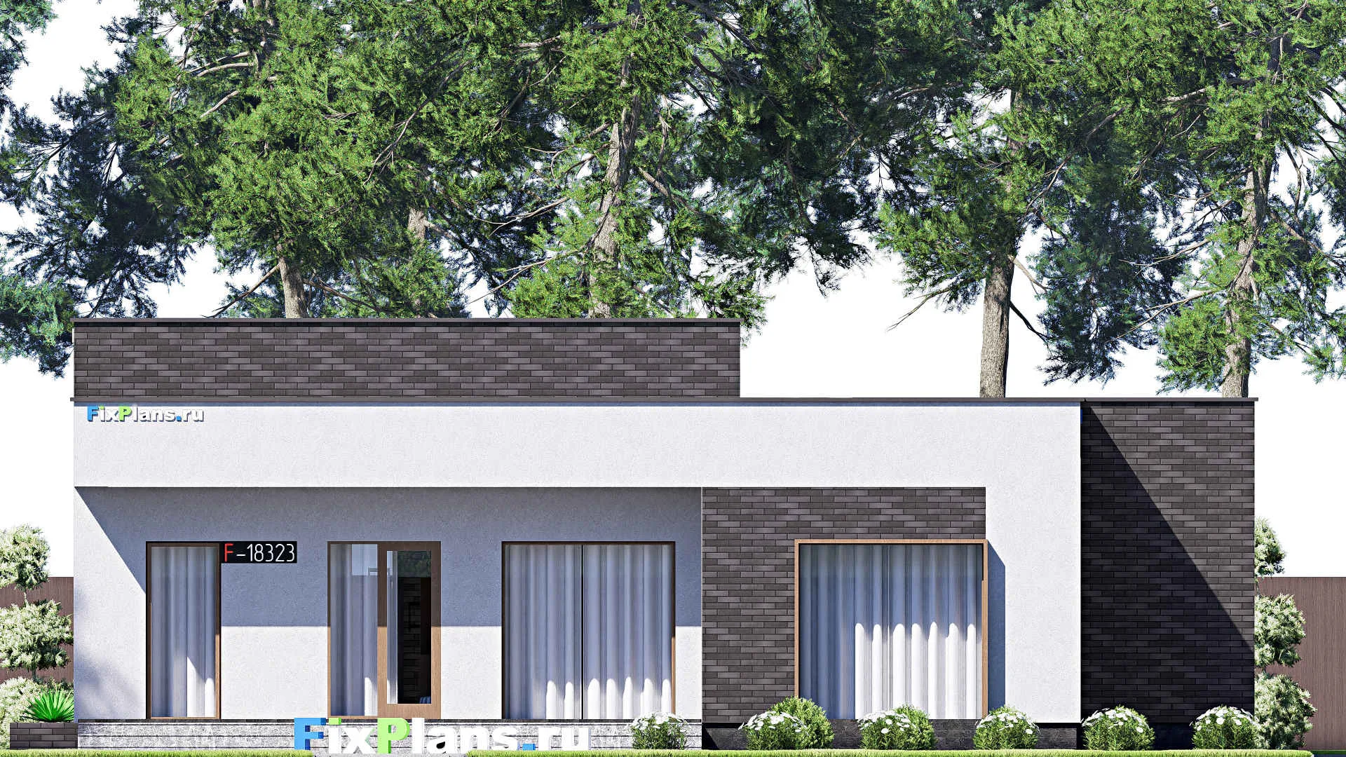 F-18323 - Проект одноэтажного дома 15 на 16, площадью 190 м² с террасой и 3 спальнями