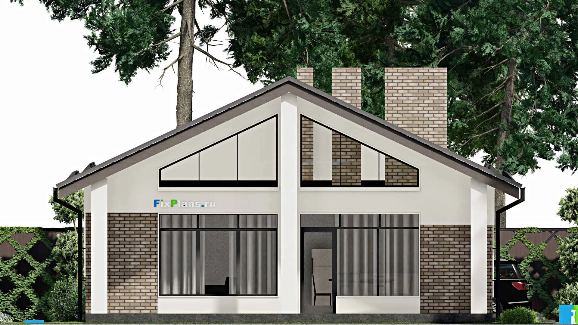 F-4841 - План одноэтажного дома 11 на 18, площадью 180 м² с террасой и 3 спальнями